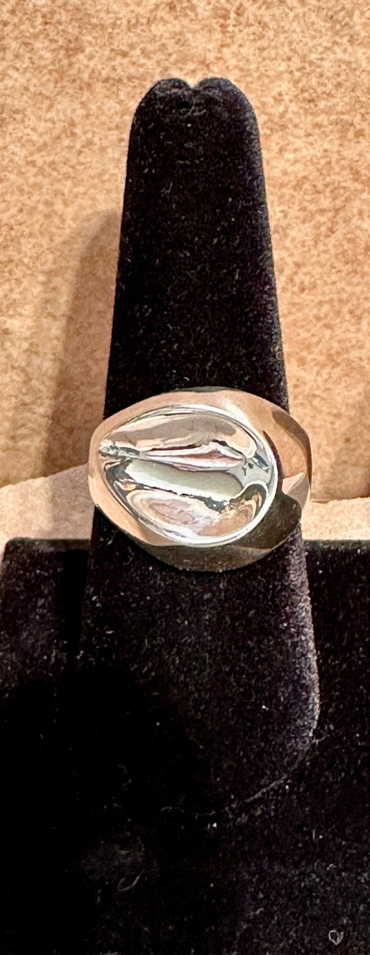 Heavy Thumbprint Sterling Silver Ring Size 9