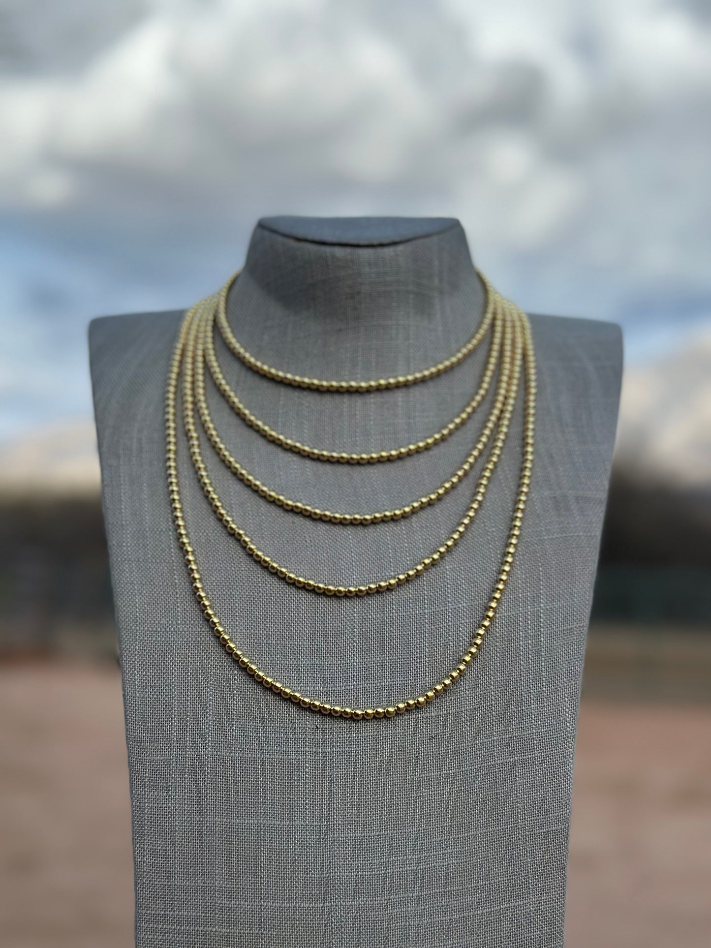 Handcrafted 14kt Gold Overlay & Sterling Silver Beaded 4mm Necklace