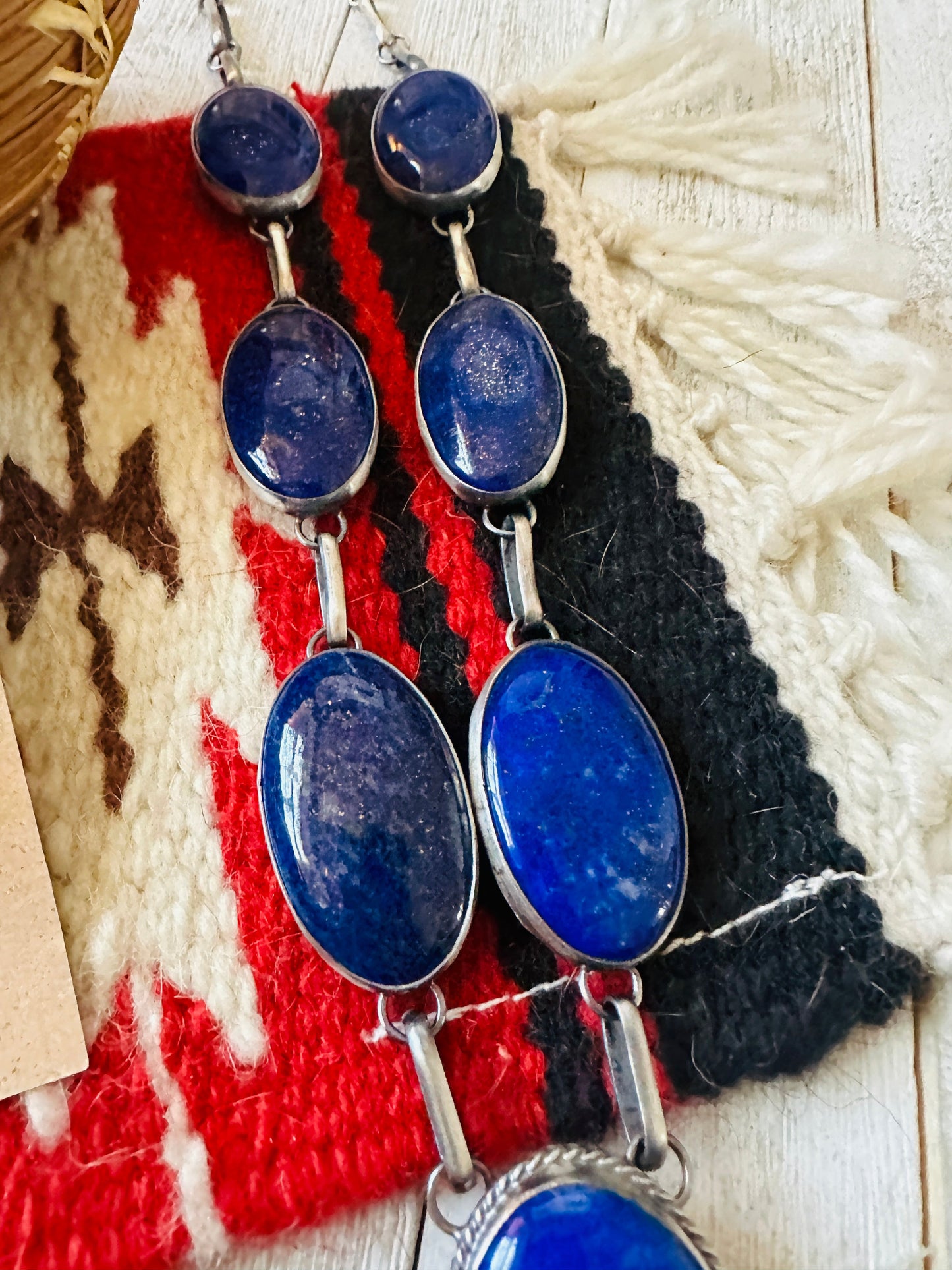 Handcrafted Lapis & Sterling Silver Necklace and Earring Set by Alex James