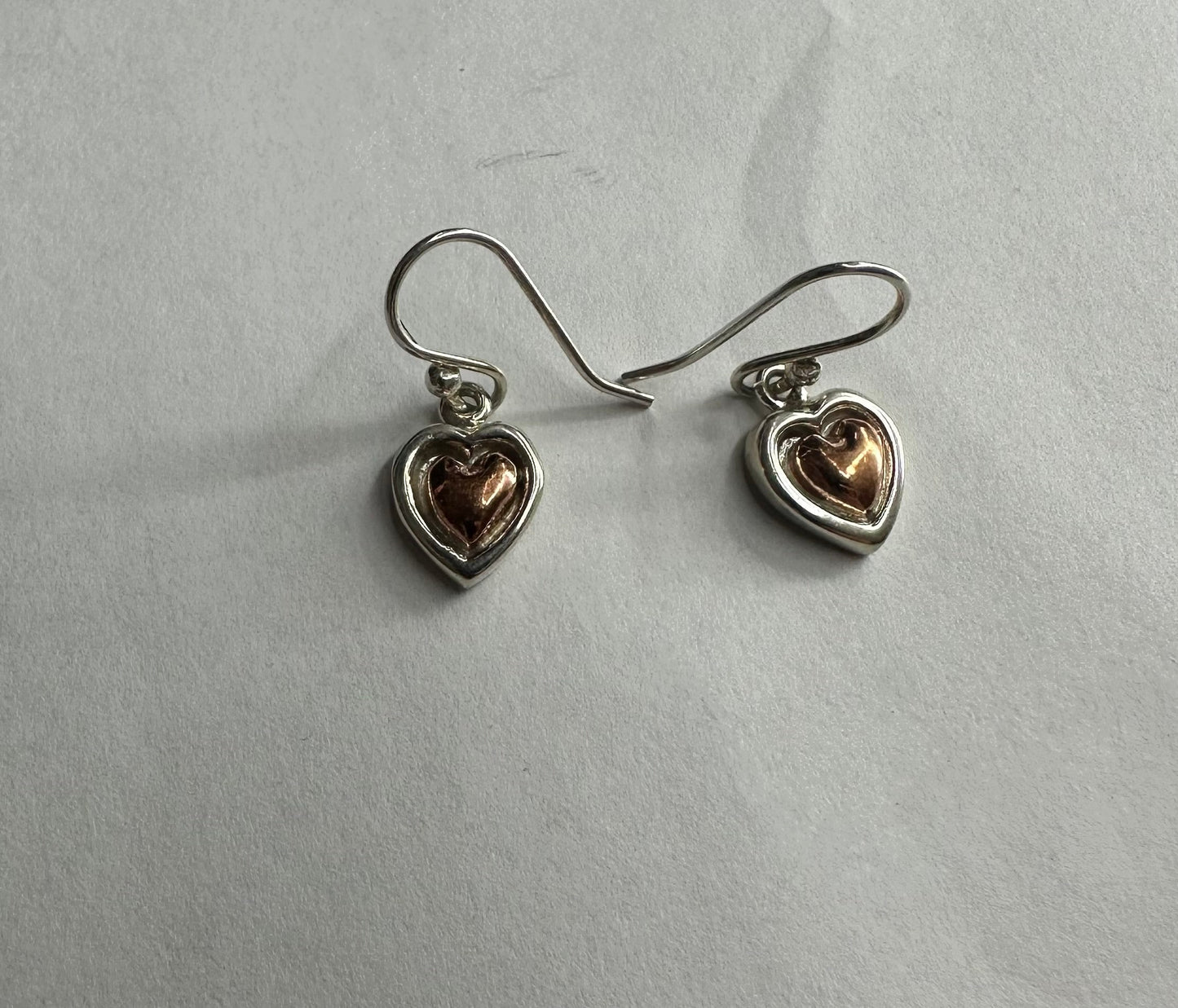 Copper & Sterling Silver Heart Earrings