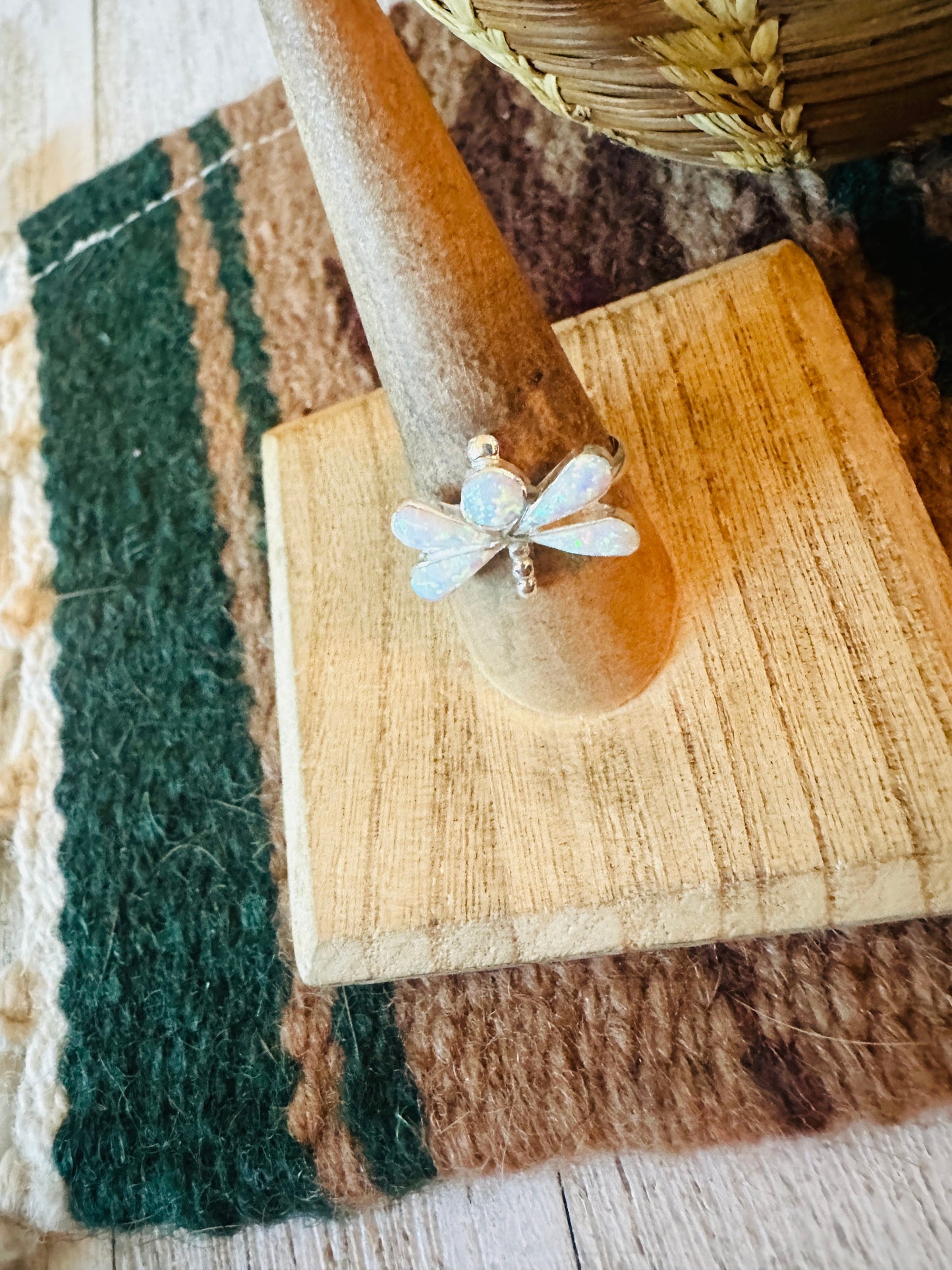 Handcrafted Sterling Silver & White Opal Dragonfly Ring