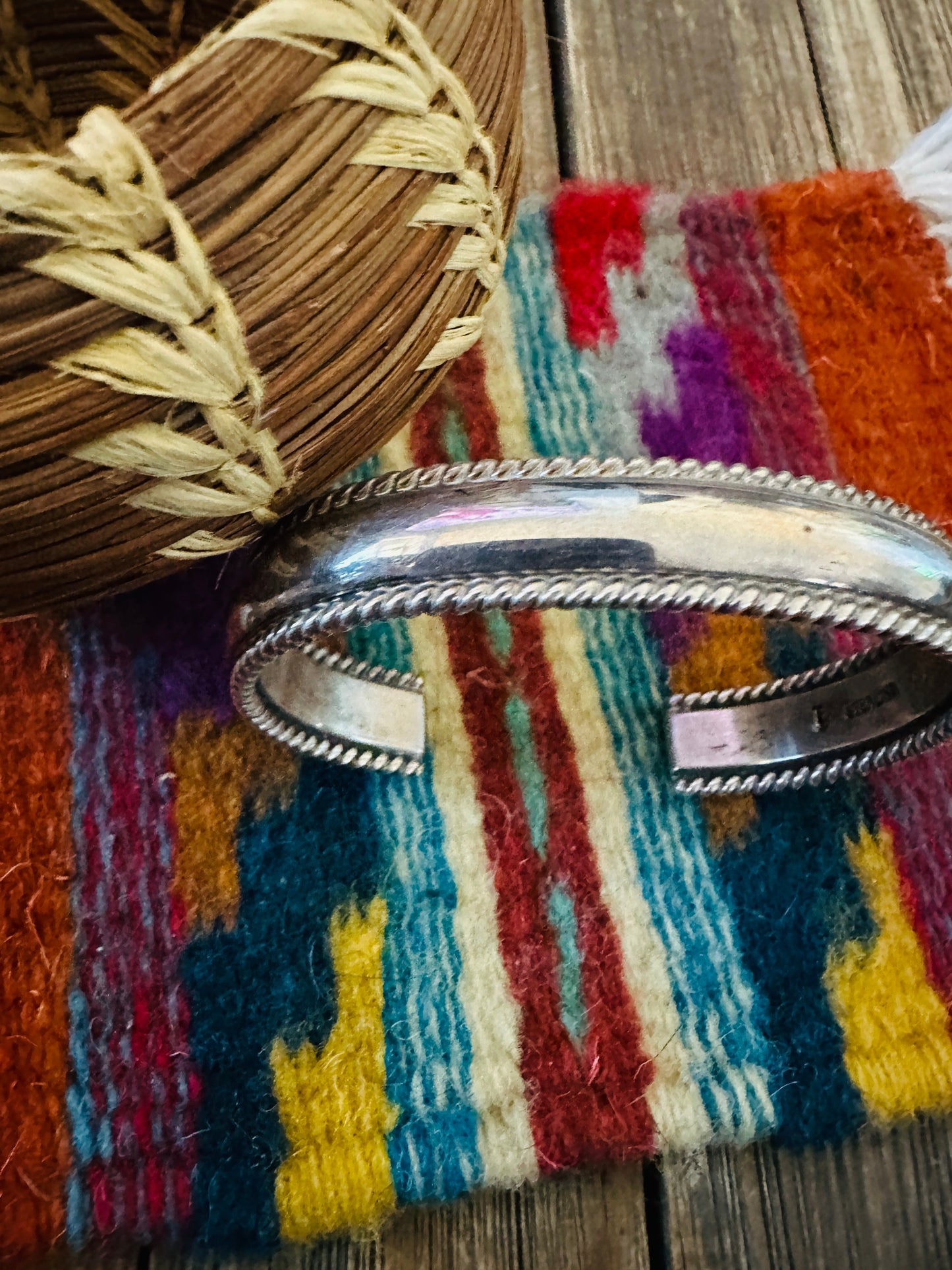 Handcrafted Old Pawn Sterling Silver Cuff Bracelet