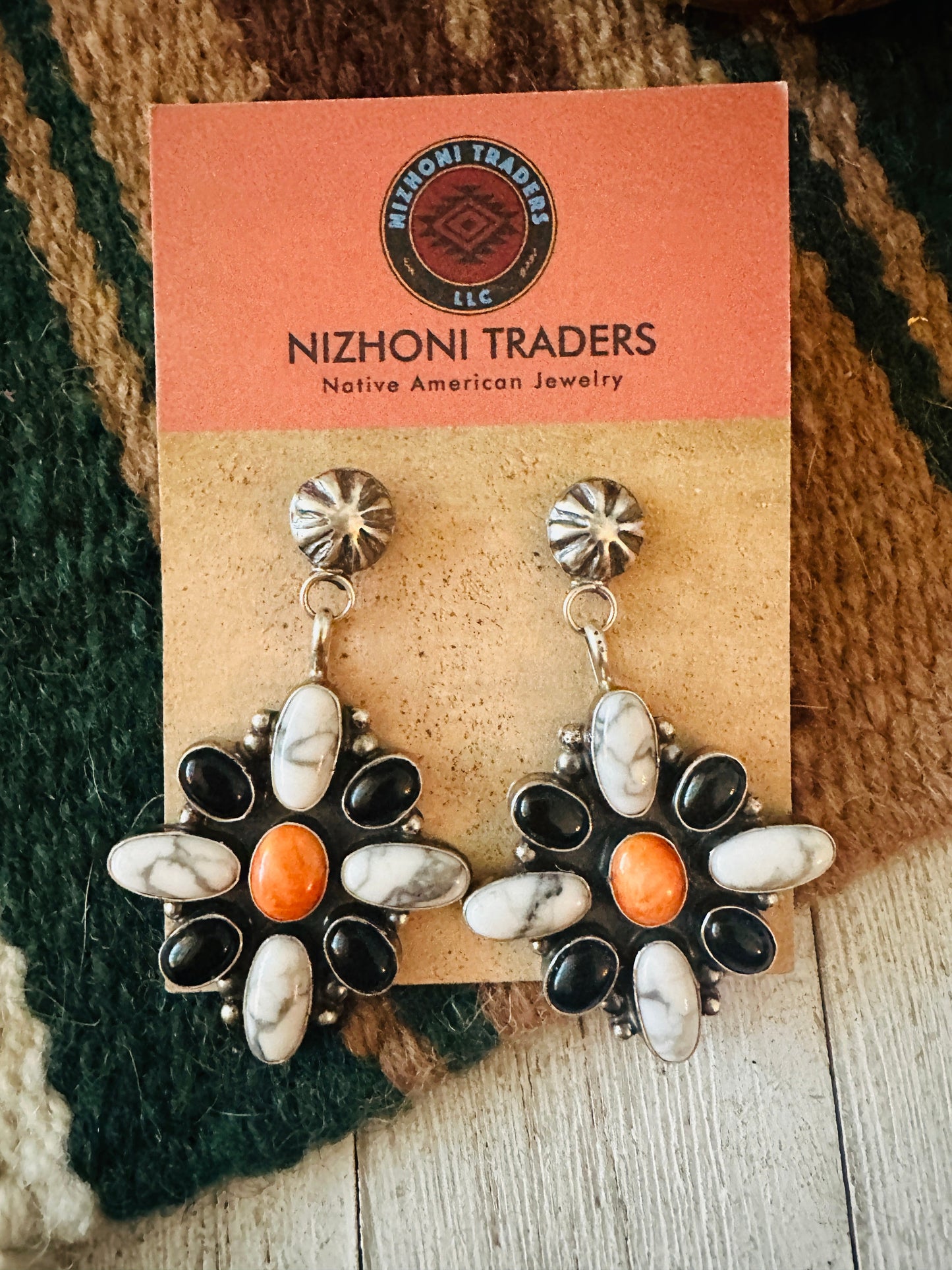Handcrafted Multi Stone & Sterling Silver Dangle Earrings