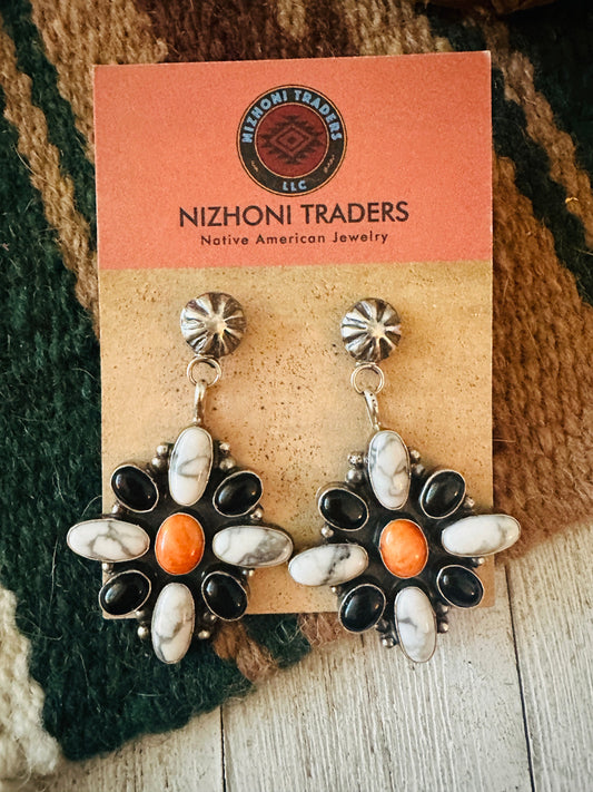 Handcrafted Multi Stone & Sterling Silver Dangle Earrings