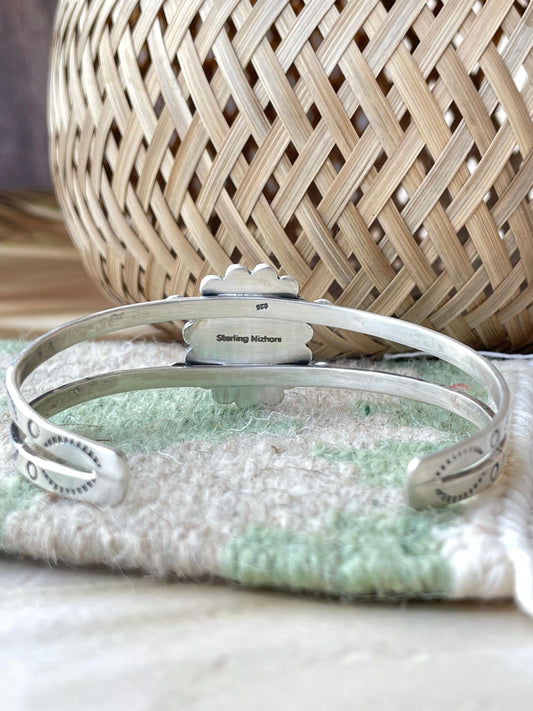 Handmade Sterling Silver, South Hill Turquiose Adjustable Cuff Bracelet