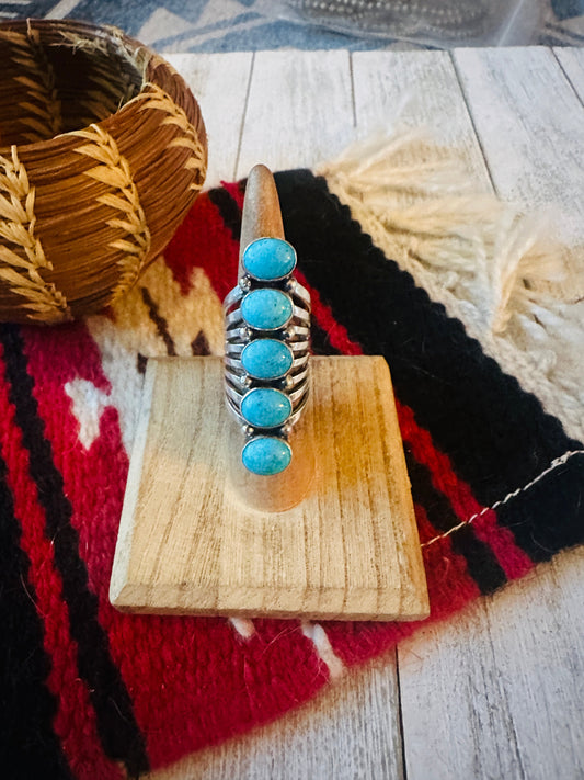 Handcrafted Turquoise & Sterling Silver Climber Ring