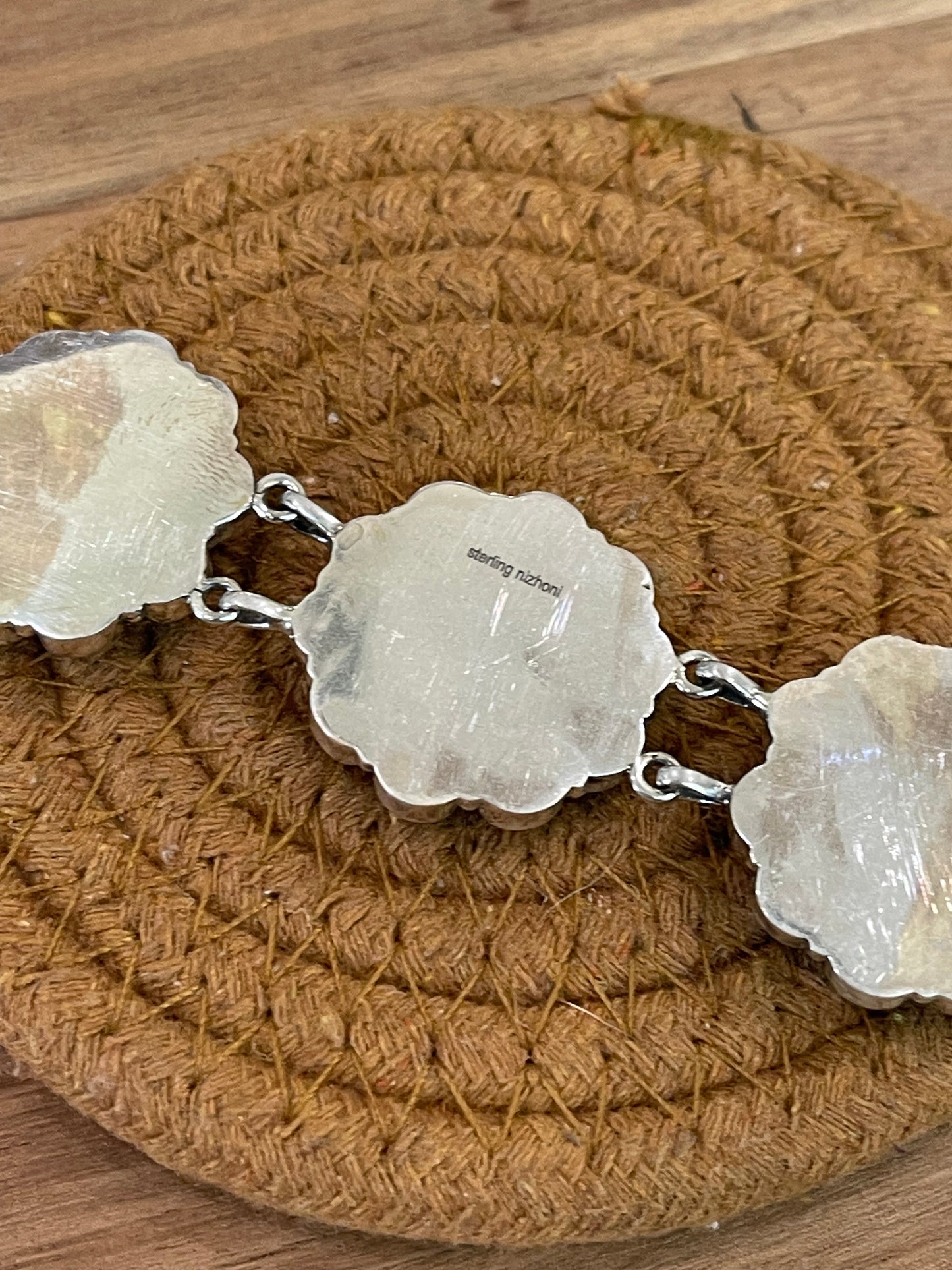 Handmade Sterling Silver, Onyx & Aqua Calcedony Necklace Signed Nizhoni
