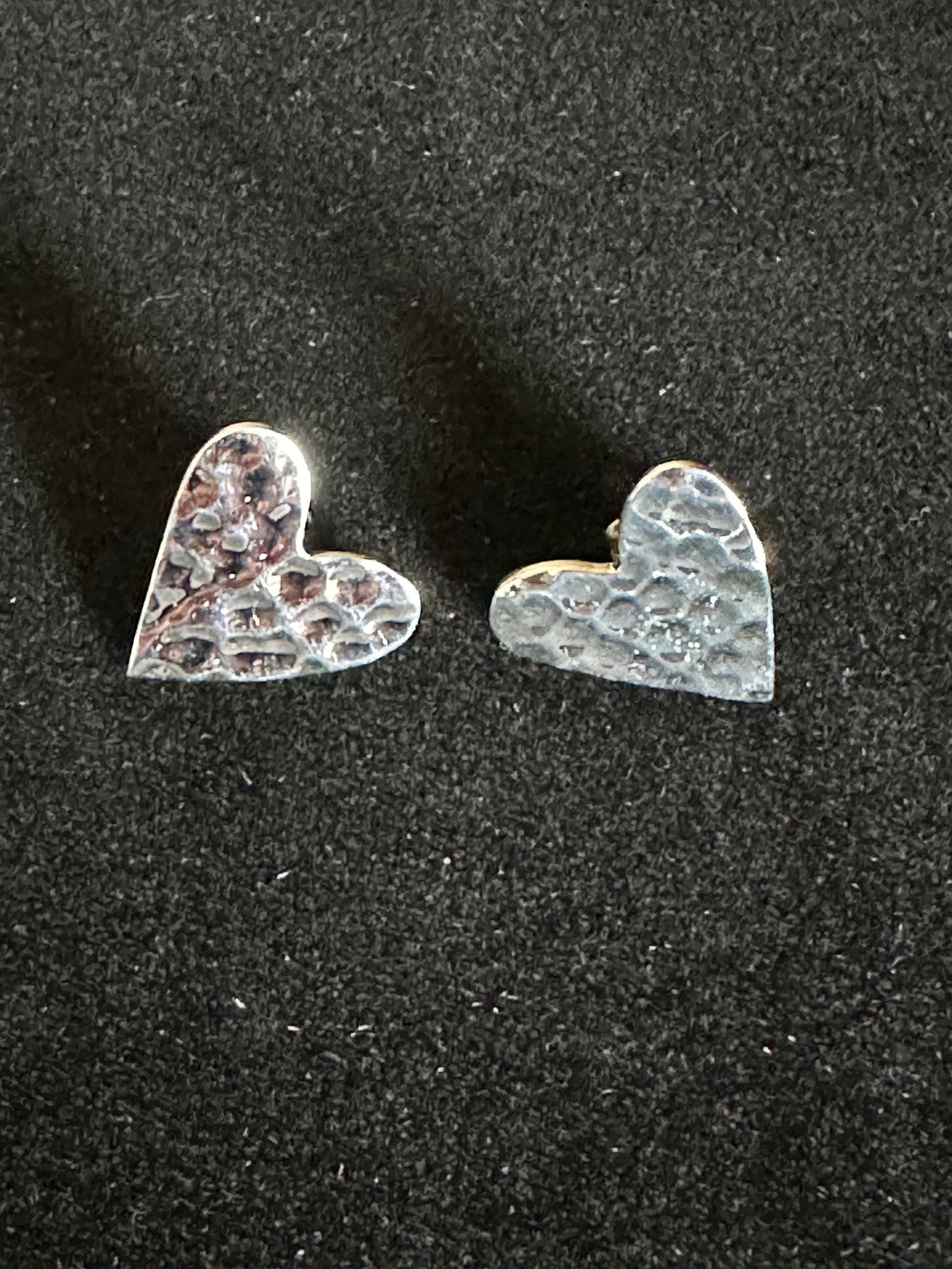 Hammered Heart Sterling Silver Earrings