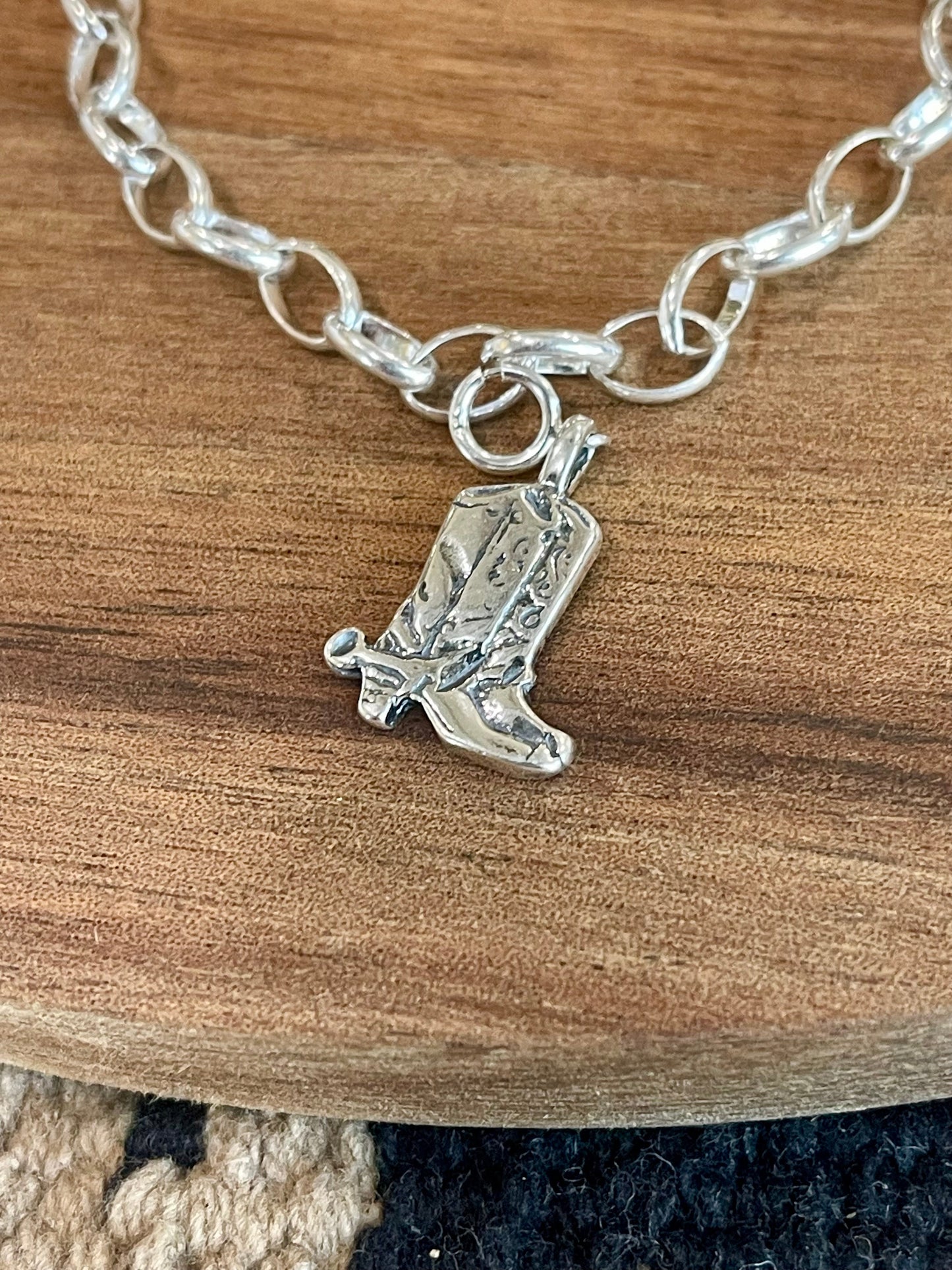 Native Handmade Sterling Silver COWBOY BOOT Charm