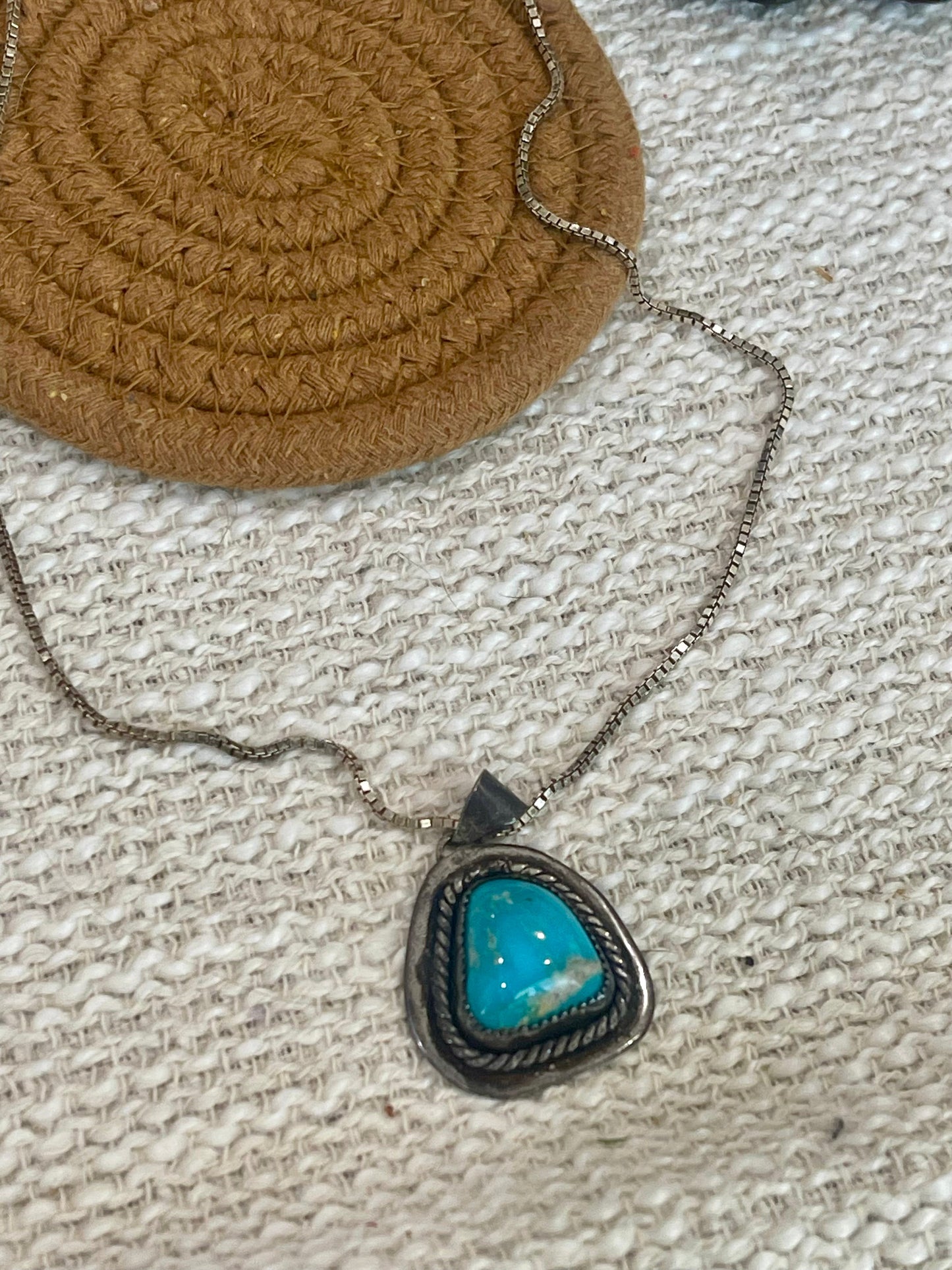 Vintage Old Pawn Turquoise and Sterling Silver Necklace