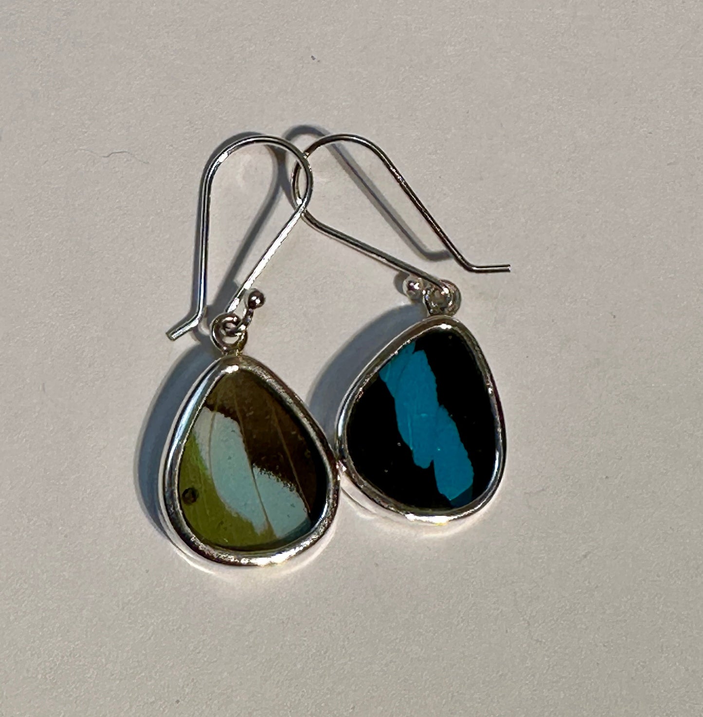 Nessaea Green Butterfly Sterling Silver Dangle Earrings