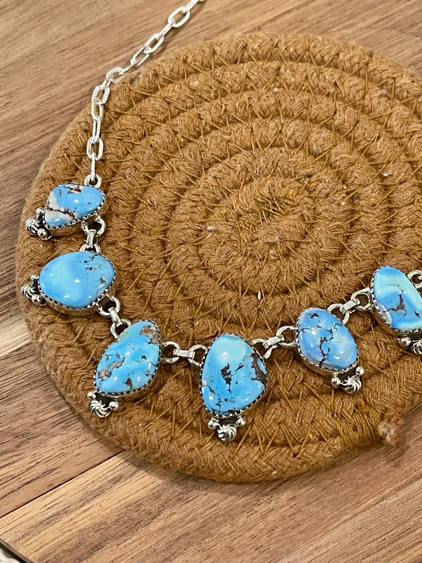 Handmade Sterling Silver & Golden Hills 6 Stone Necklace