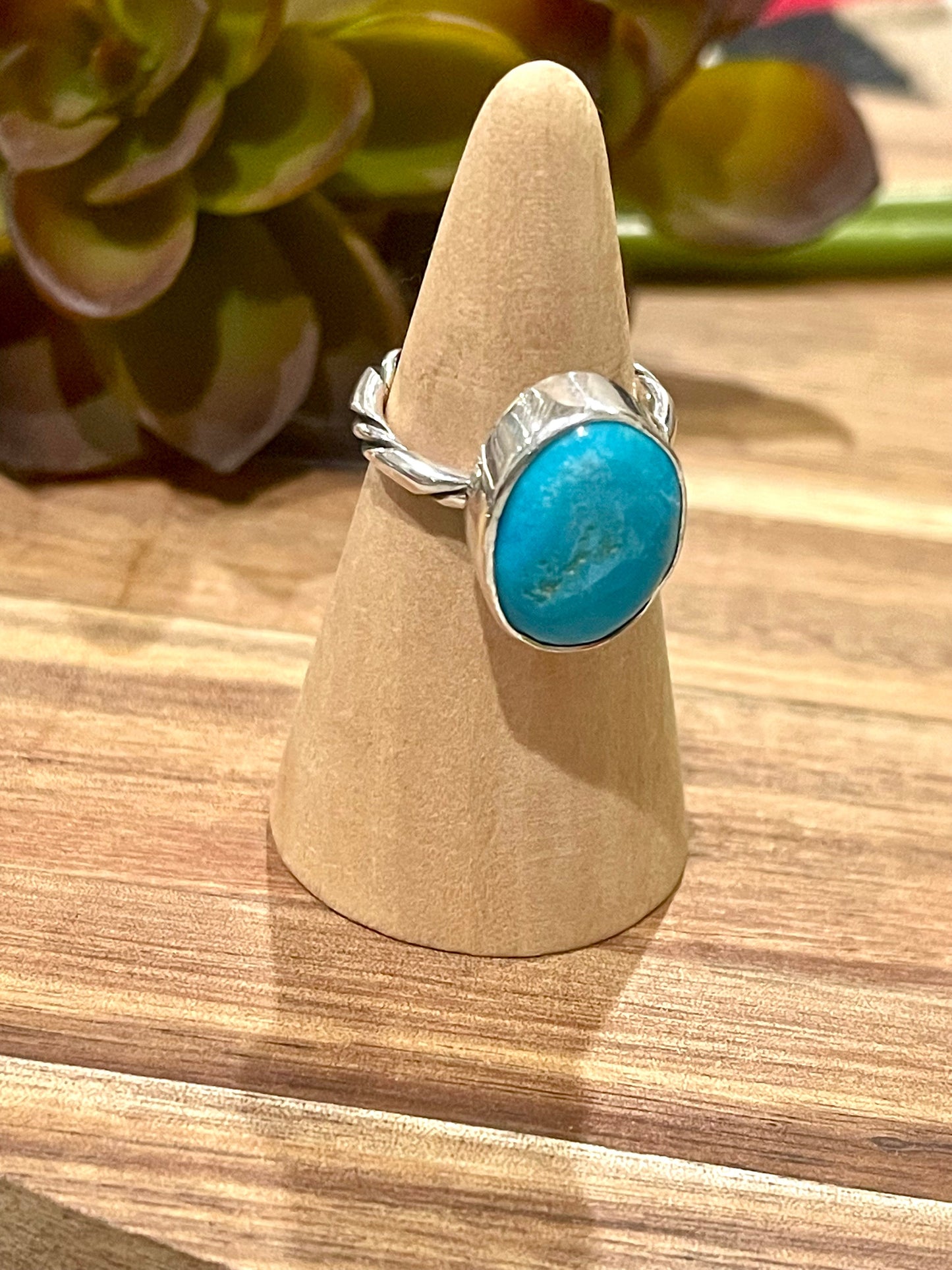 Handcrafted Turquoise & Sterling Silver Ring Size 5.75