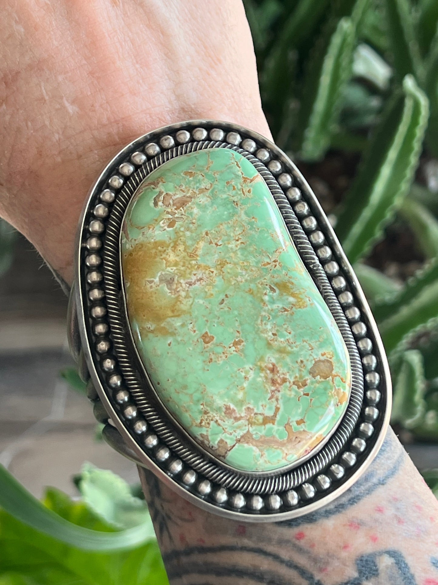 Old Pawn Sterling Silver & Royston Turquoise Cuff Bracelet by Readda Begay /