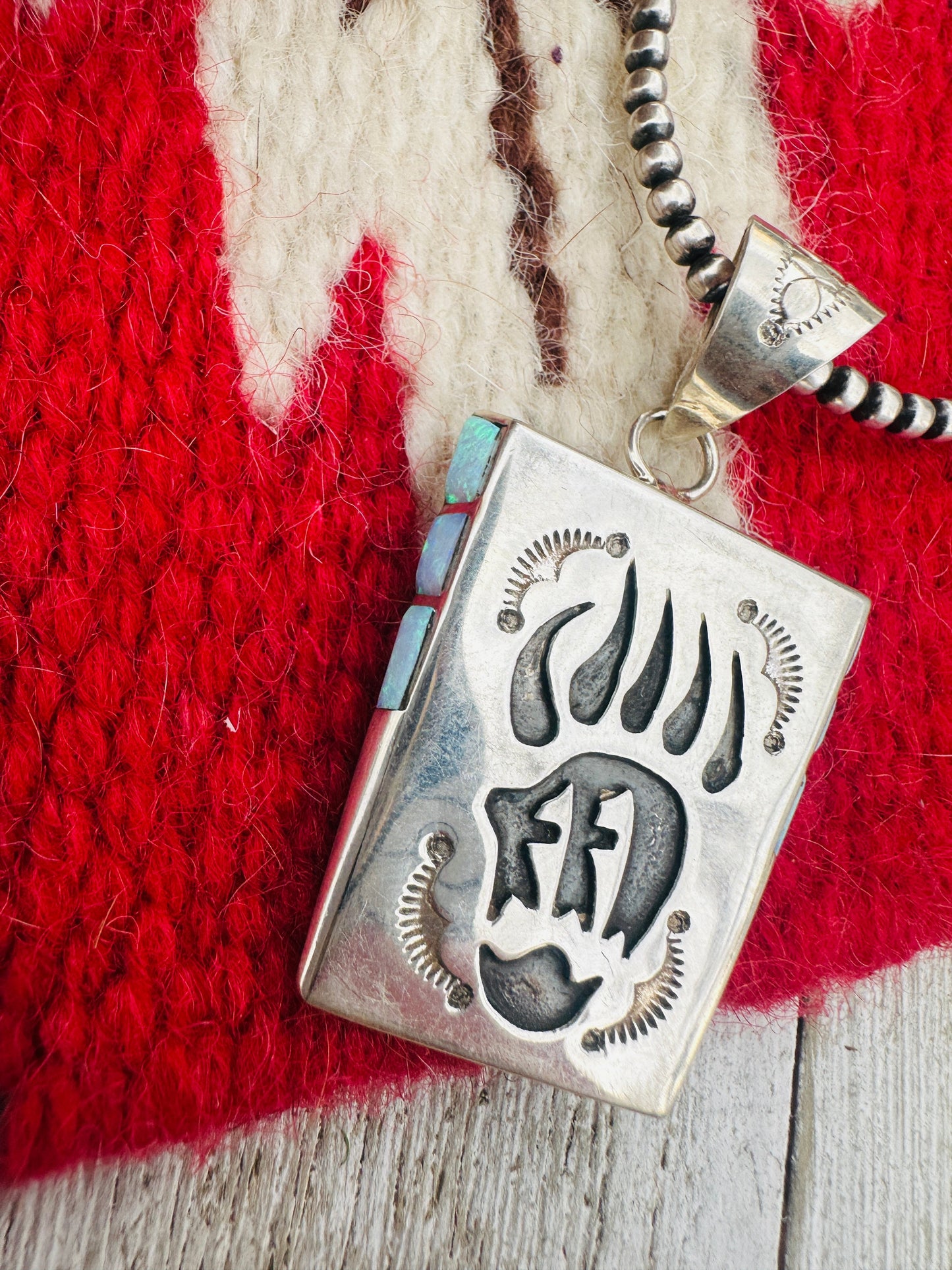 Handcrafted Sterling Silver & Opal Bear Paw Pendant