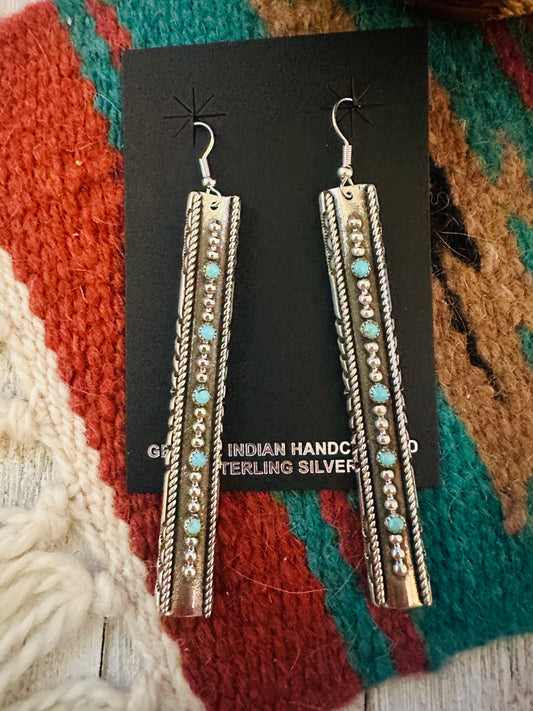 Handcrafted Turquoise & Sterling Silver Dangle Earrings
