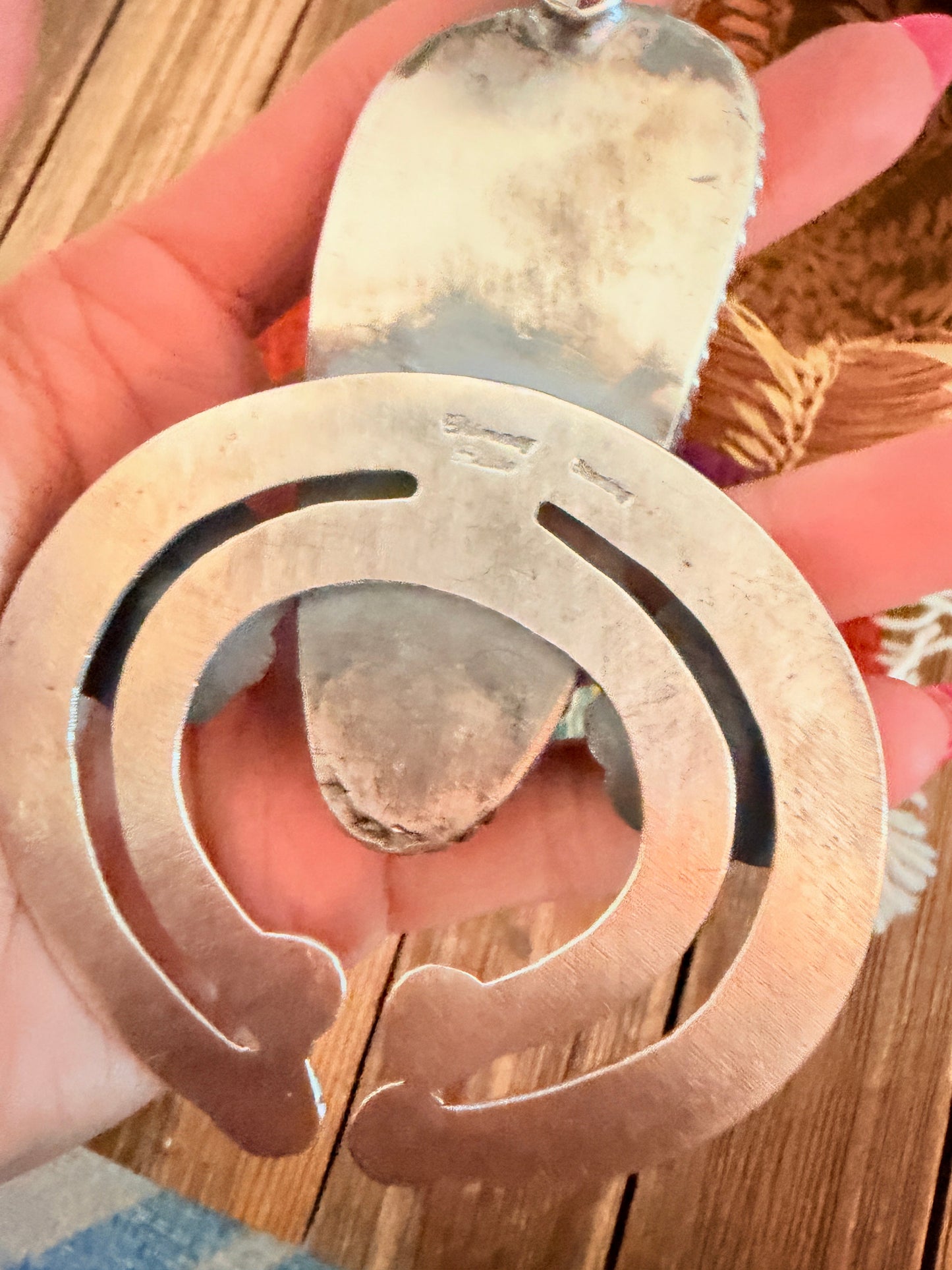 Handcrafted Sterling Silver & Number 8 Turquoise Naja Pendant by Chimney Butte