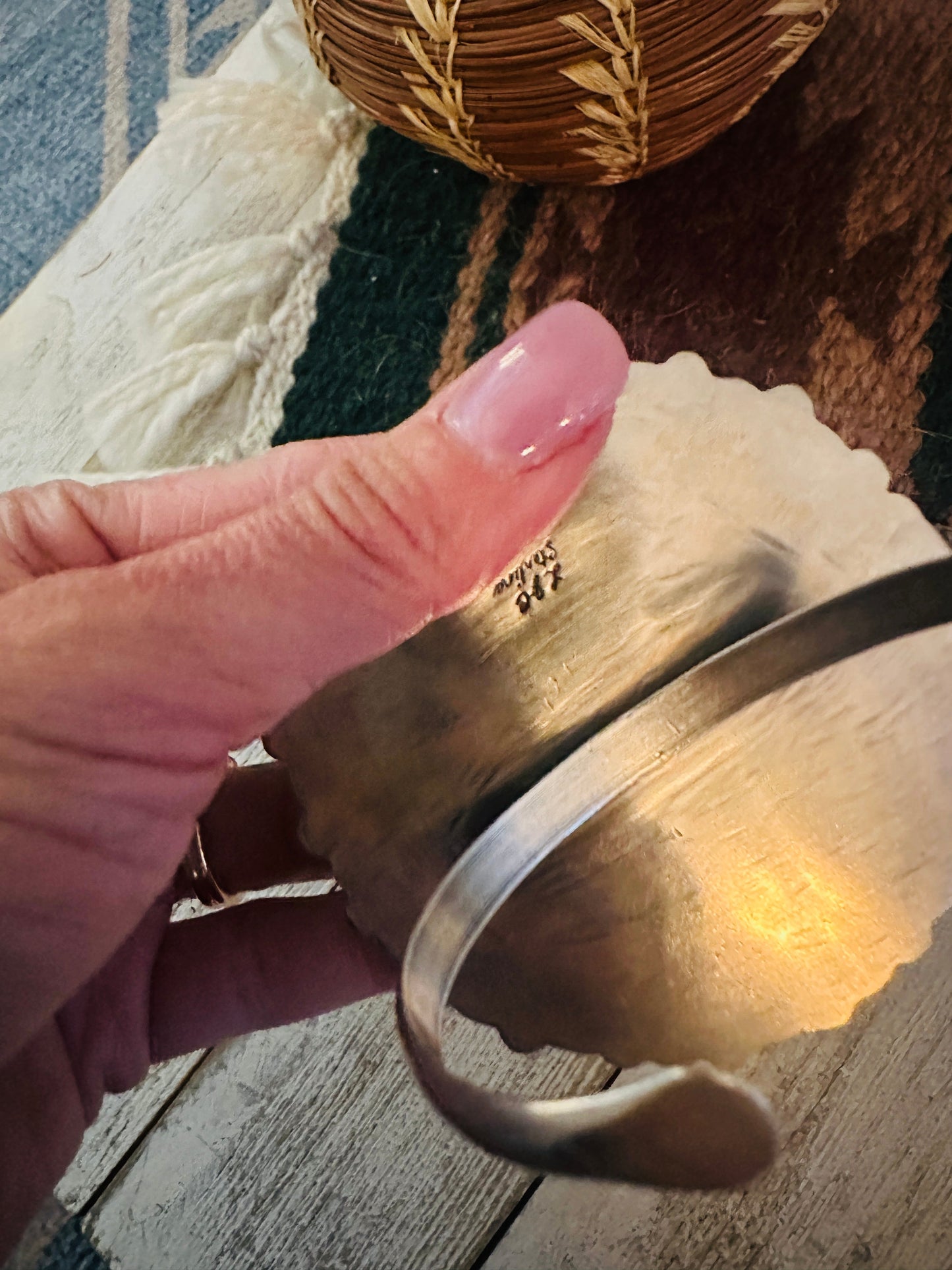 Handcrafted Queen Pink Conch Shell & Sterling Silver Cluster Cuff Bracelet