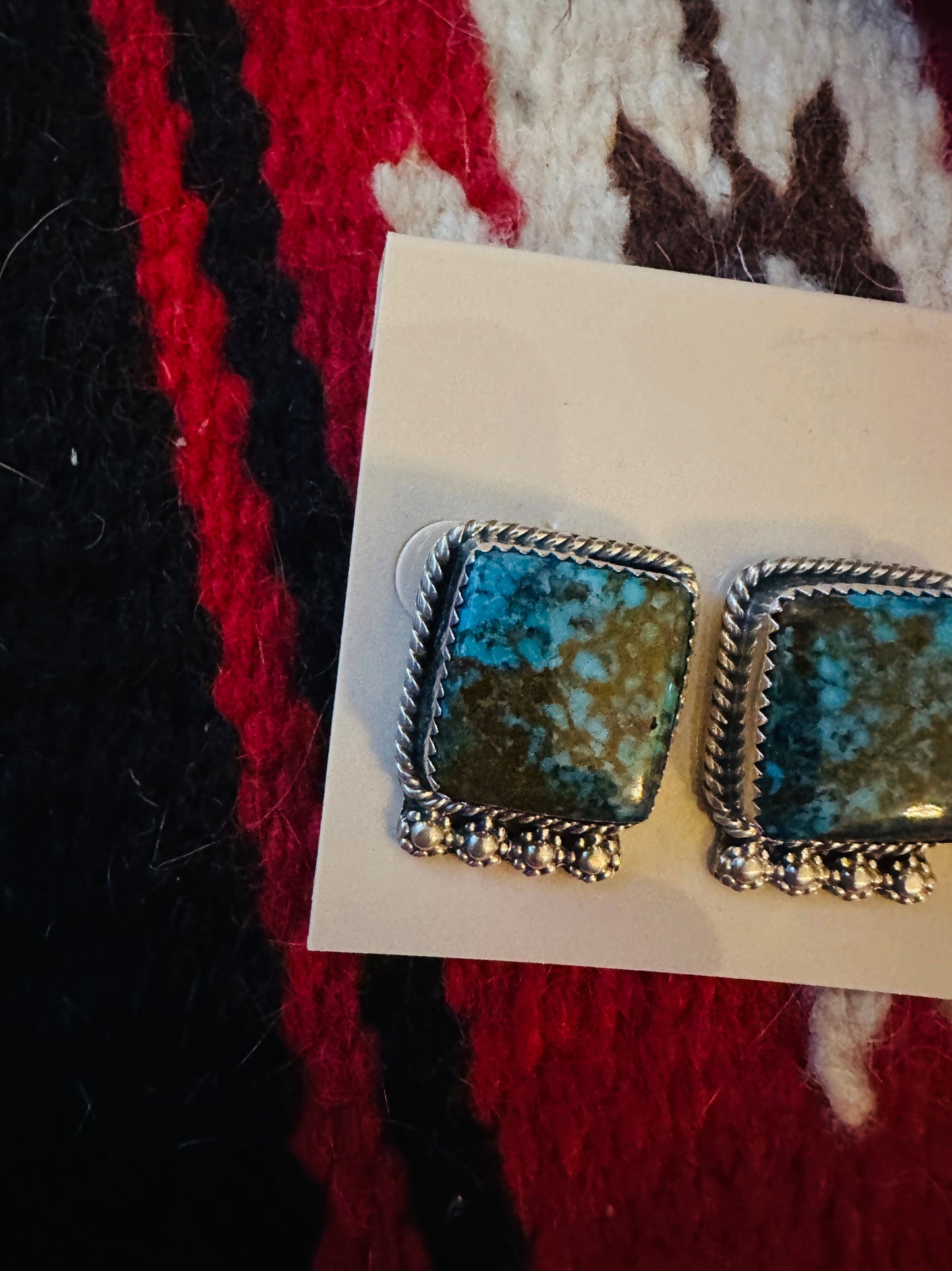 Handcrafted Kingman Web Turquoise & Sterling Silver Post Earrings