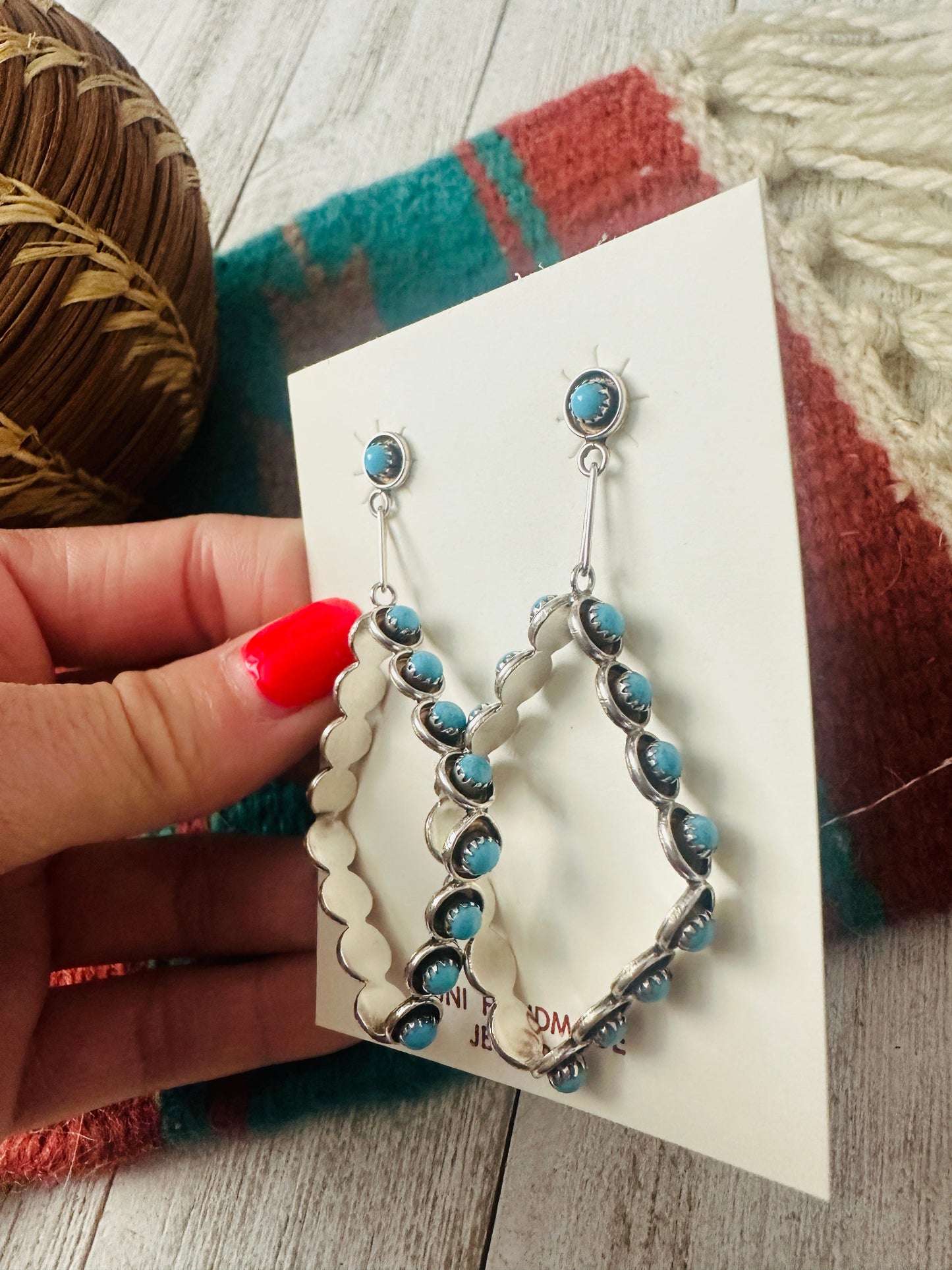 Handcrafted Turquoise & Sterling Silver Snake Eye Dangle Earrings