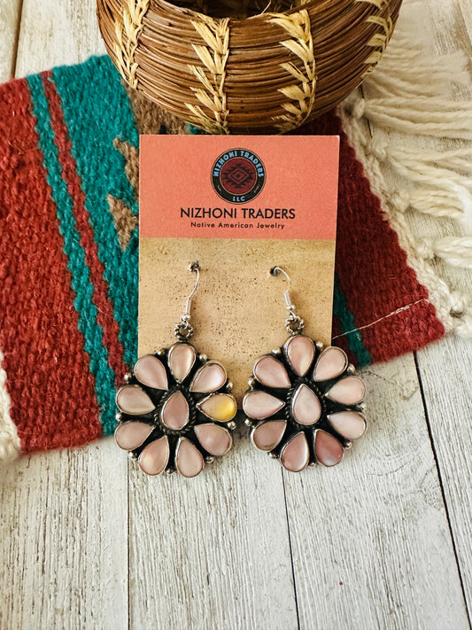 Handcrafted Mother of Pearl & Sterling Silver Dangle Earrings