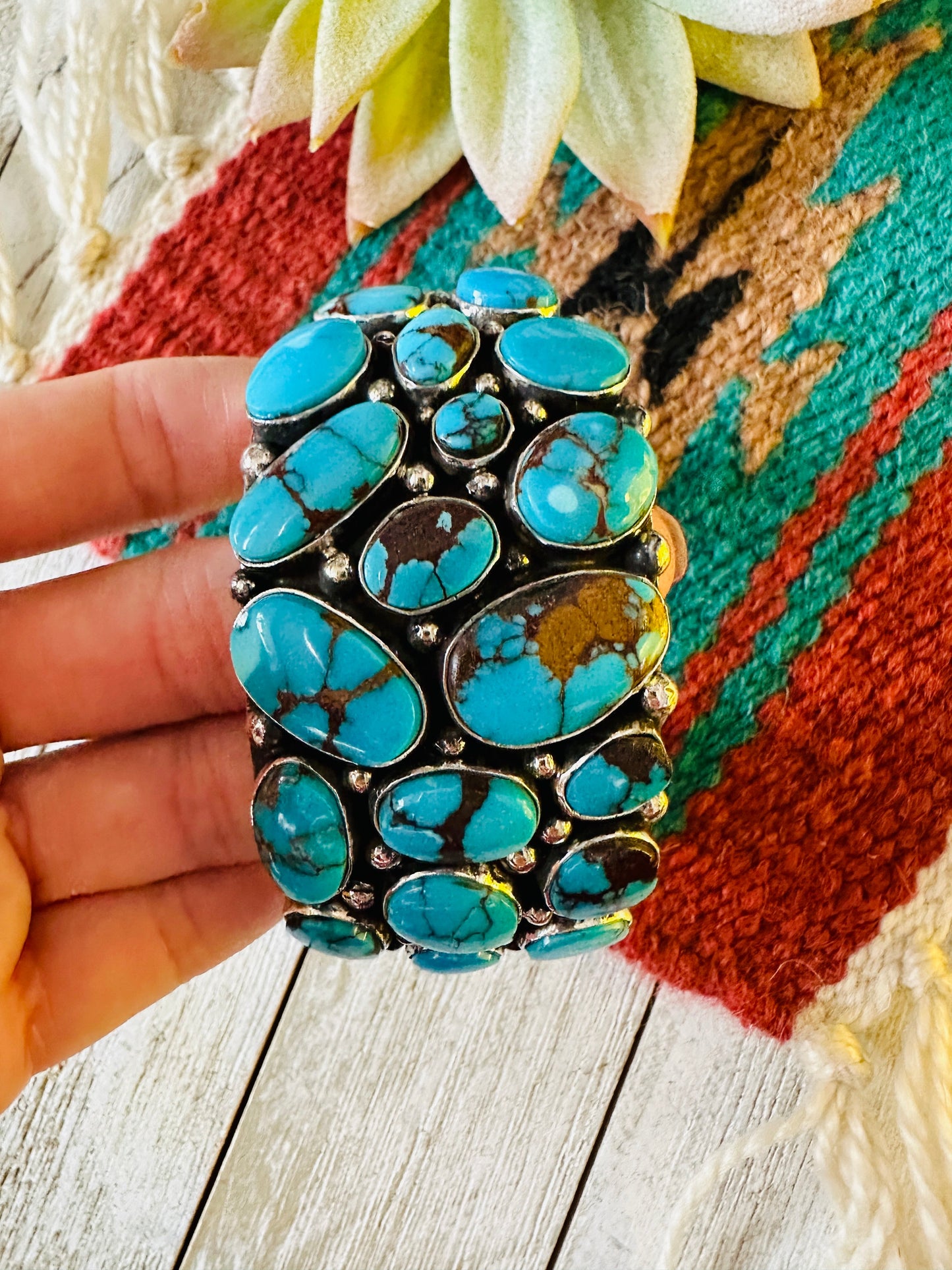 Handcrafted Sterling Silver & Kingman Turquoise Cuff Bracelet /