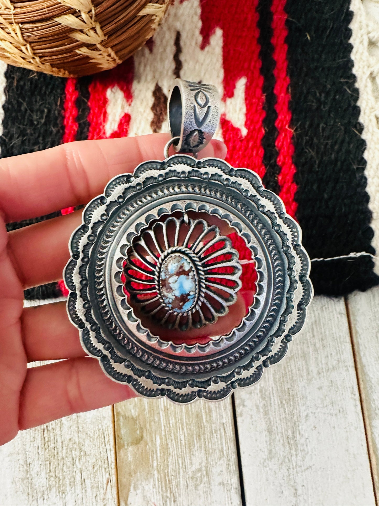 Handcrafted Sterling Silver & Golden Hills Turquoise Pendant by Kevin Billah