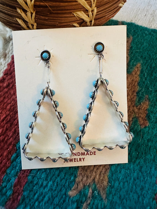 Handcrafted Turquoise & Sterling Silver Snake Eye Dangle Earrings