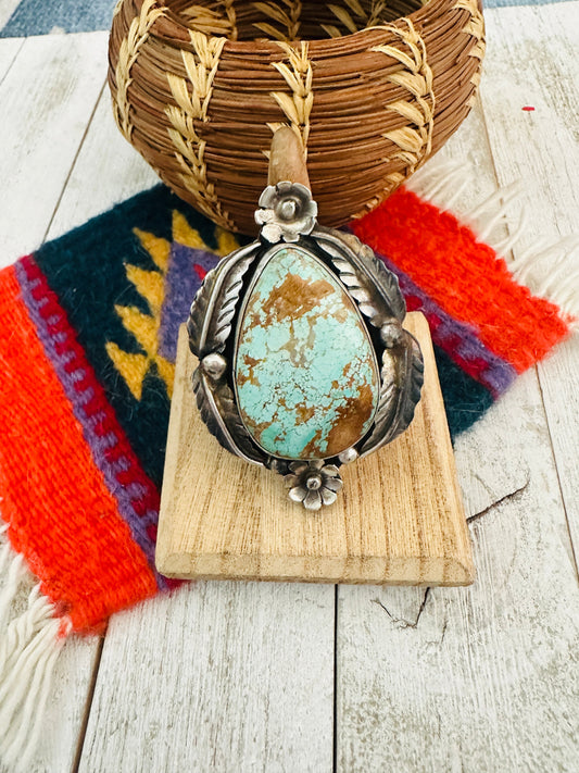 Handcrafted Royston Turquoise & Sterling Silver Ring Size 8.5