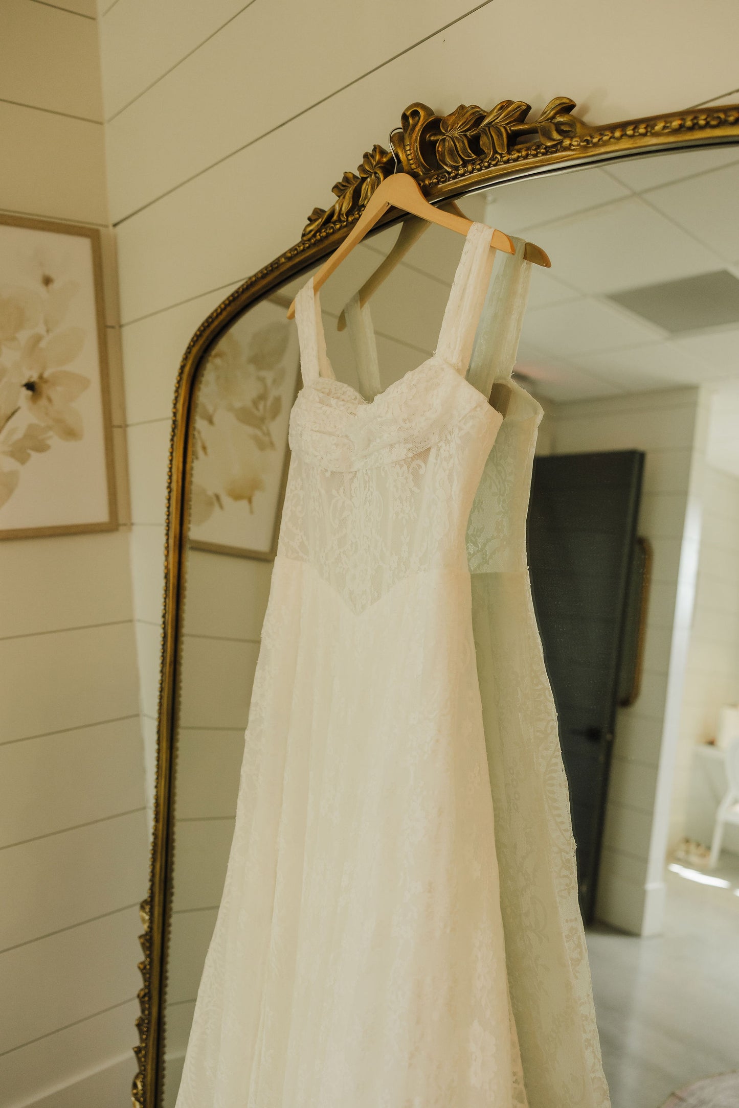 The Meredith Gown – Vintage Prairie Lace Wedding Dress with Basque Waistline