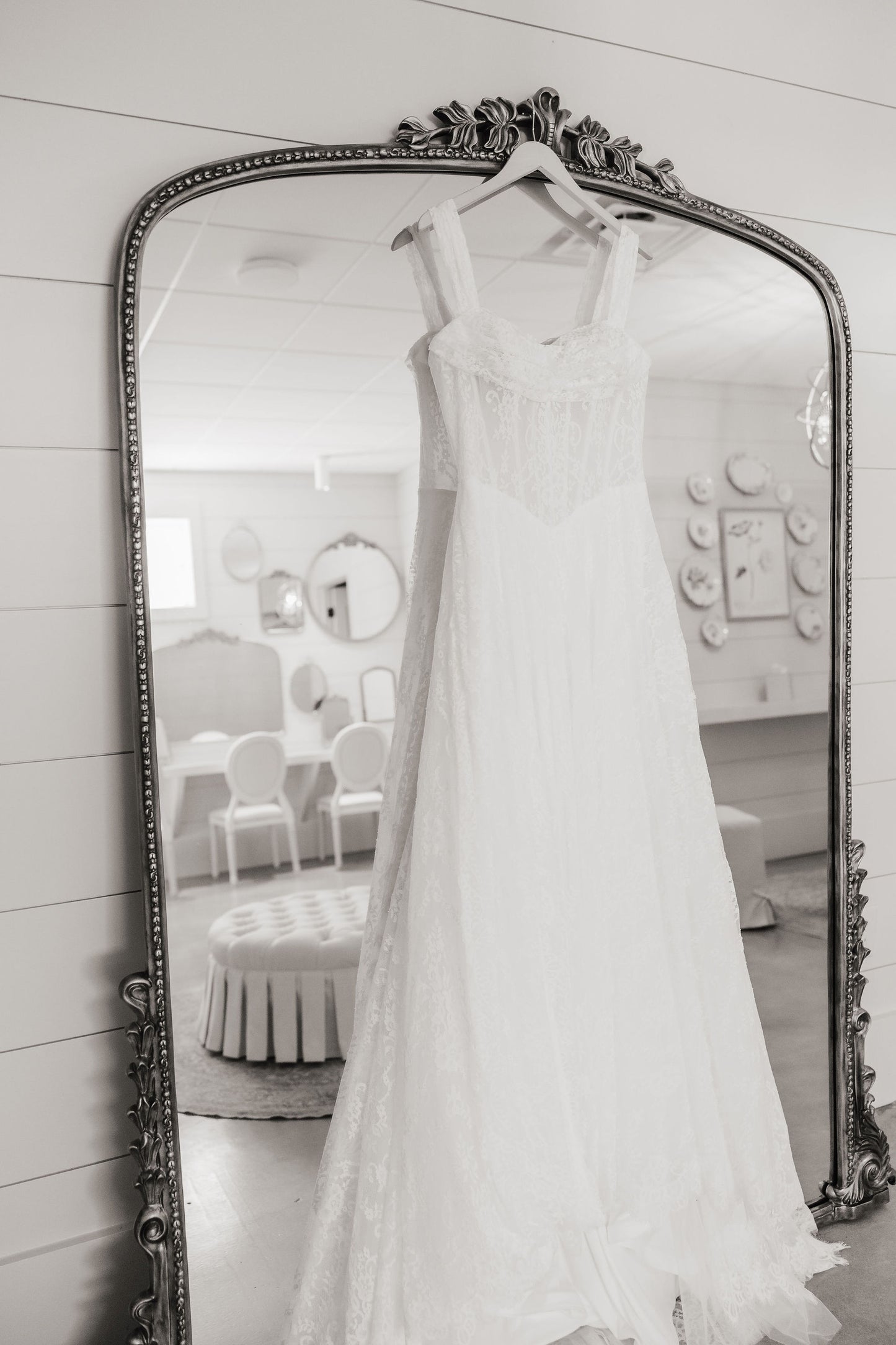 The Meredith Gown – Vintage Prairie Lace Wedding Dress with Basque Waistline