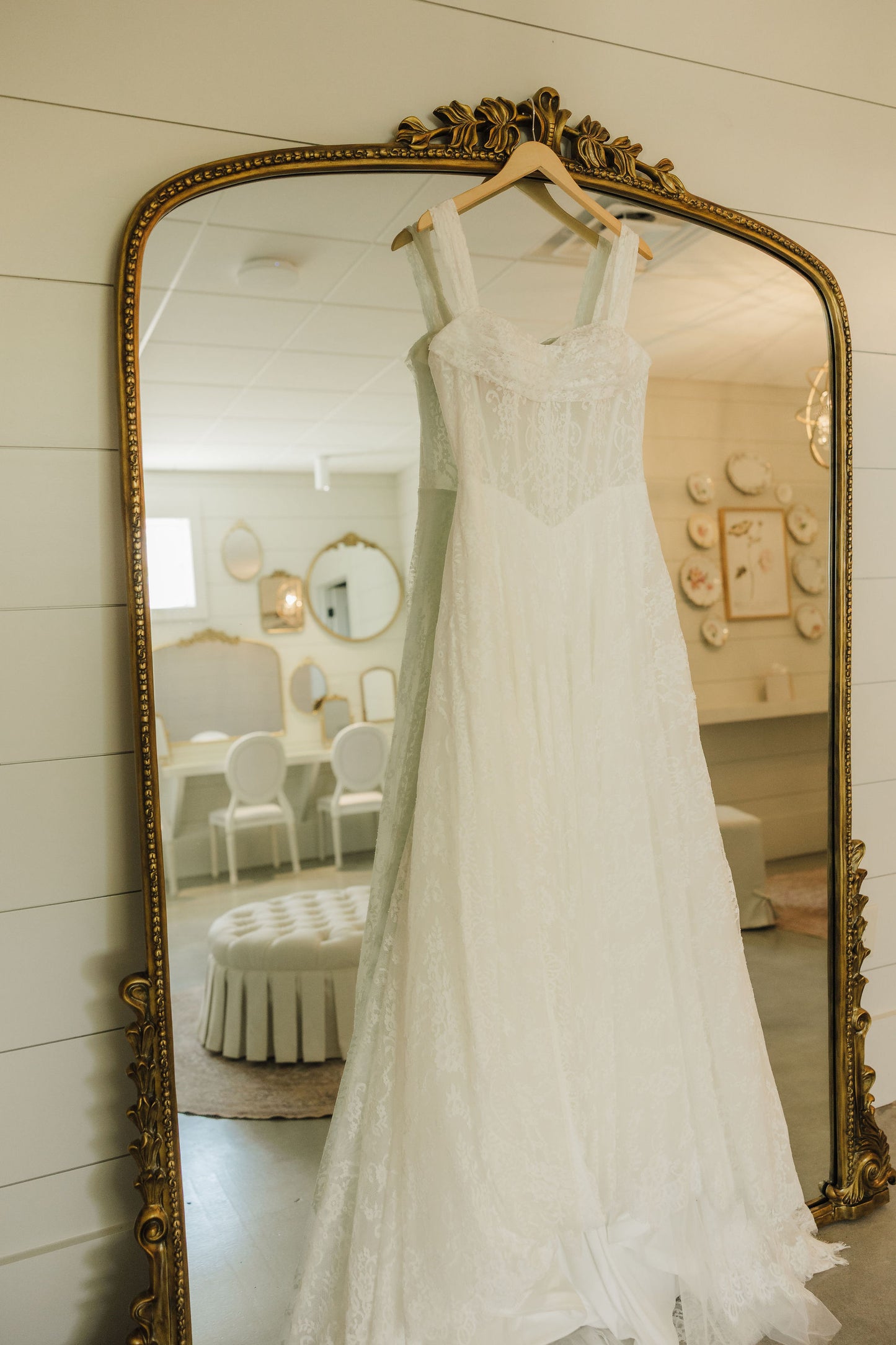 The Meredith Gown – Vintage Prairie Lace Wedding Dress with Basque Waistline