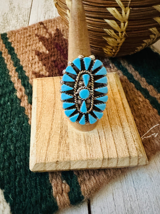 Handcrafted Turquoise & Sterling Silver Cluster Ring