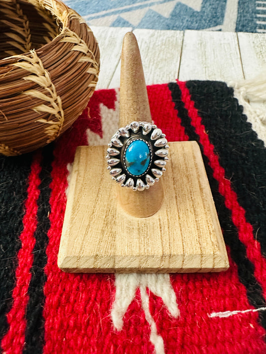Handcrafted Sterling Silver & Turquoise Adjustable Ring
