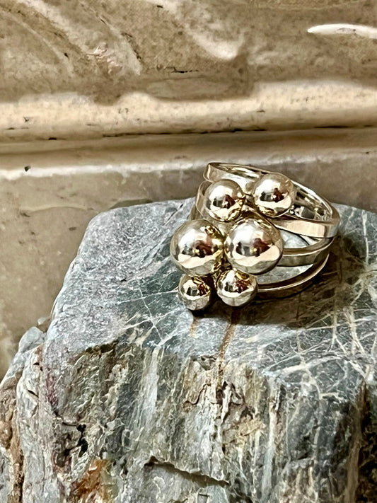 6 Sterling Silver Balls Ring Size 6.5