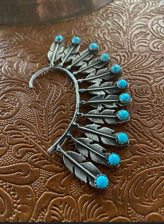 Handcrafted Sterling Silver Feather Cuff Earring(Right Side)
