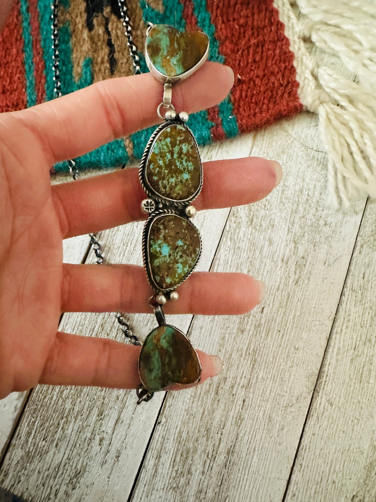 Handcrafted Sterling Silver & Royston Turquoise Heart Necklace by Jacqueline Silver