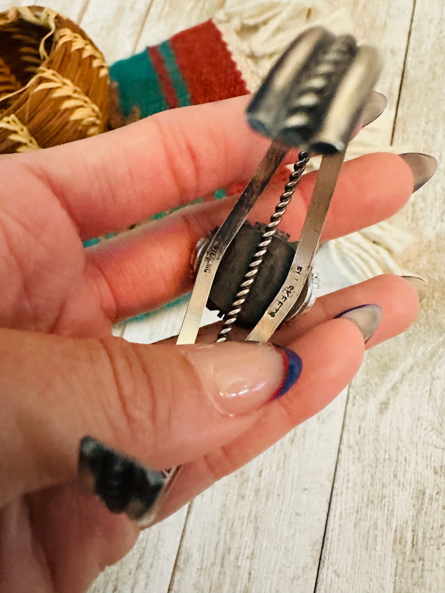 Handcrafted Sterling Silver & Red Spiny Cuff Bracelet by Eli Skeets