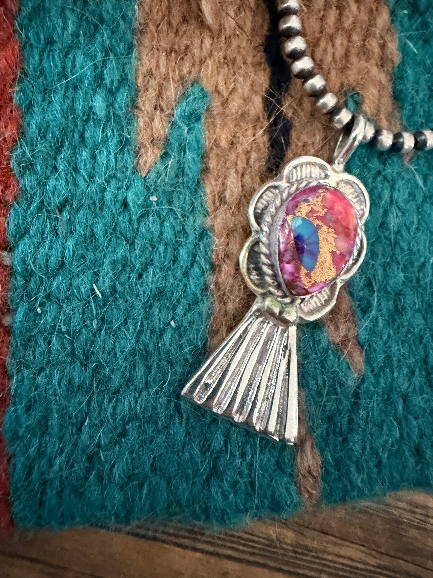 Handcrafted Sterling Silver & Pink Dream Mojave Blossom Pendant by Joseph Martinez