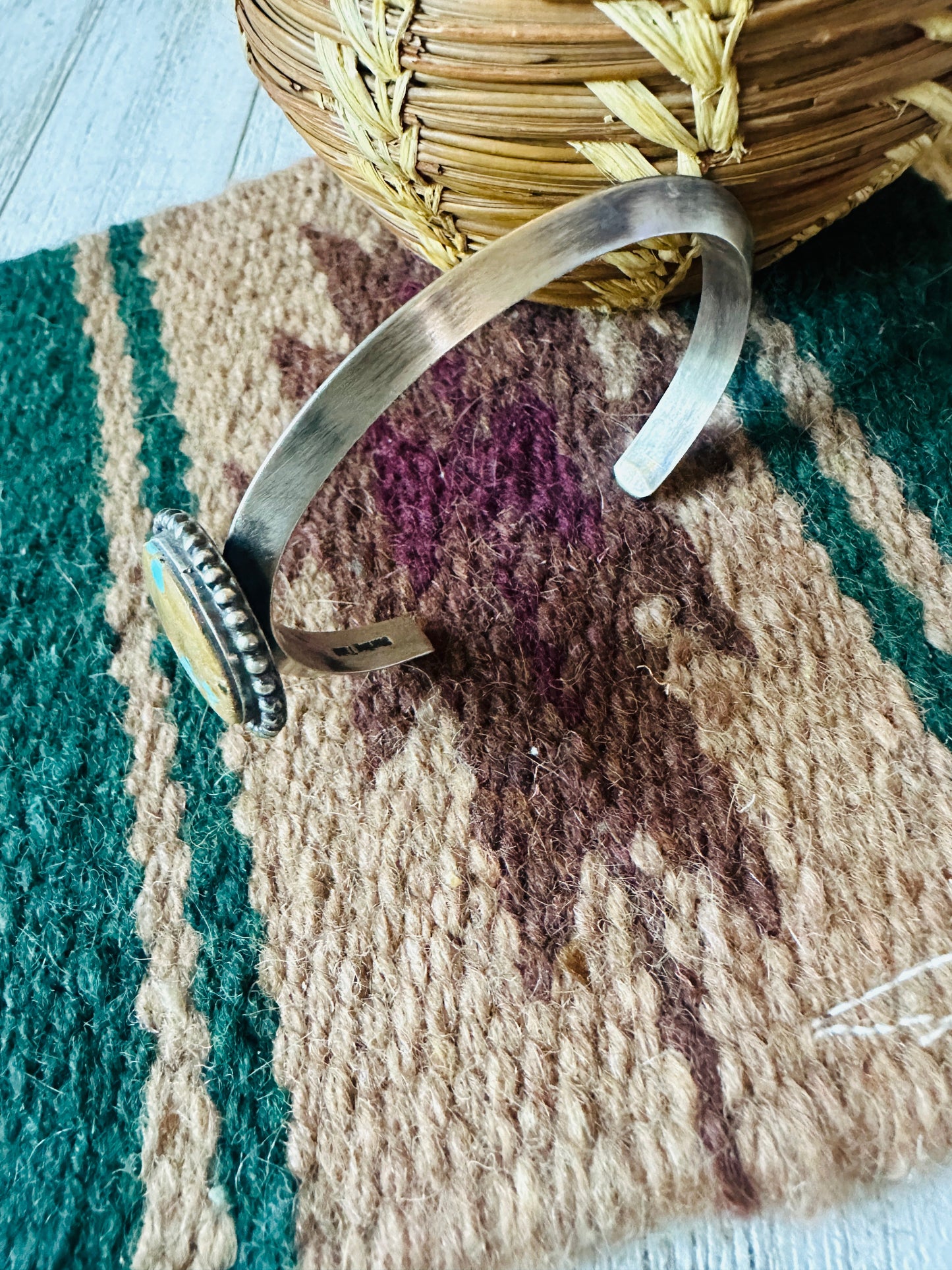 Handcrafted Sterling Silver & Number 8 Turquoise Cuff Bracelet