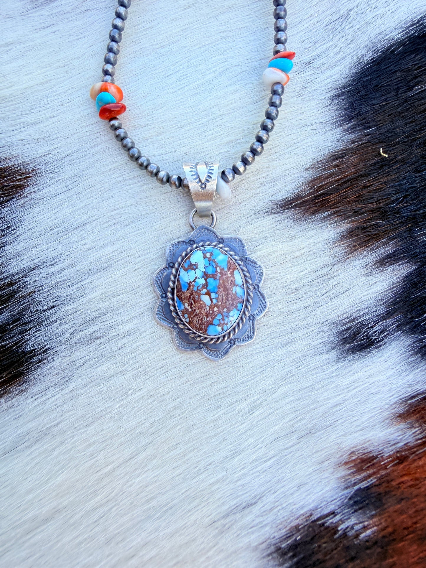 Handcrafted Sterling Silver & Golden Hills Turquoise Pendant by David Skeets