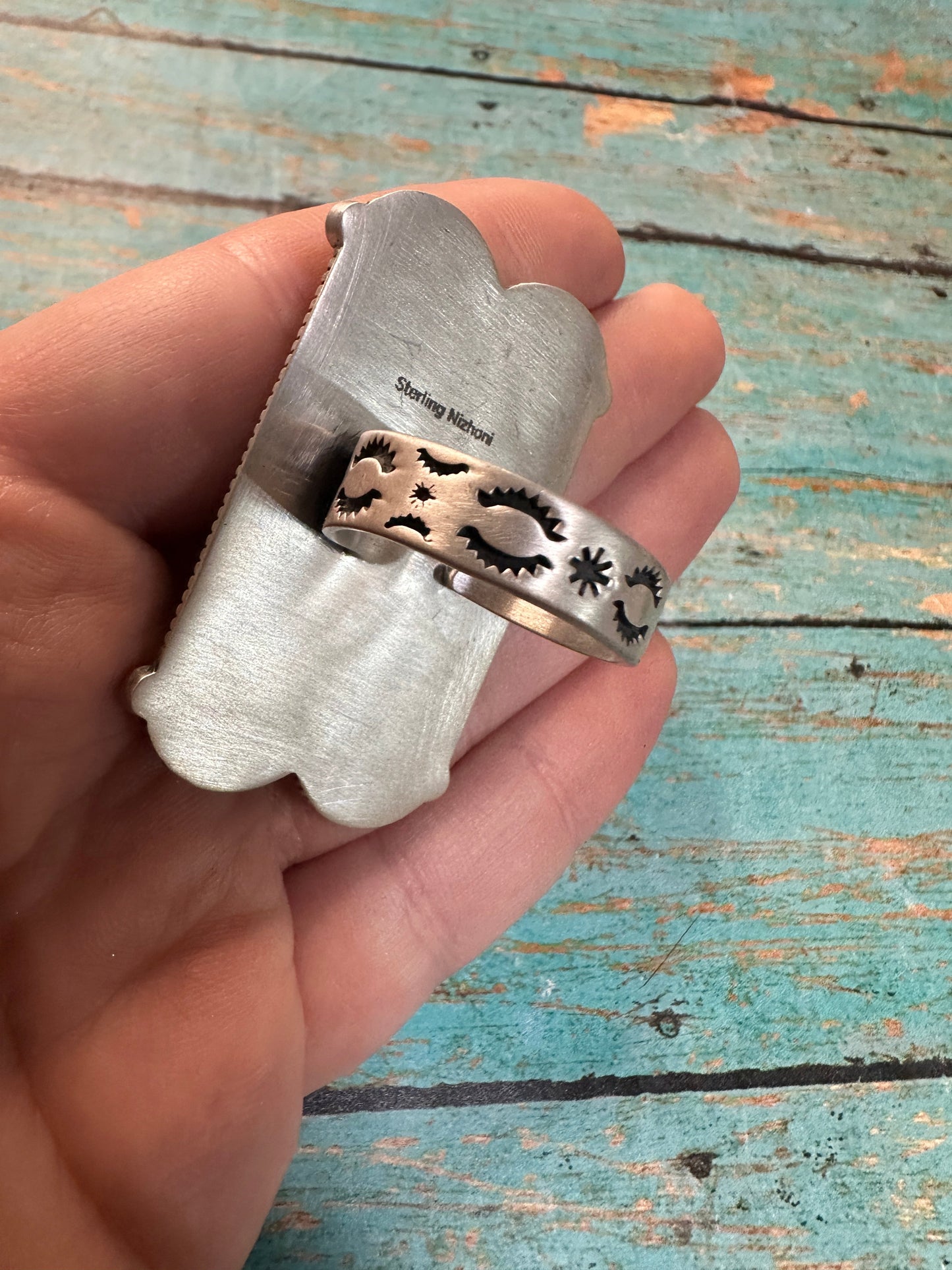 Handmade Turquoise & Sterling Silver Adjustable Double Row Ring