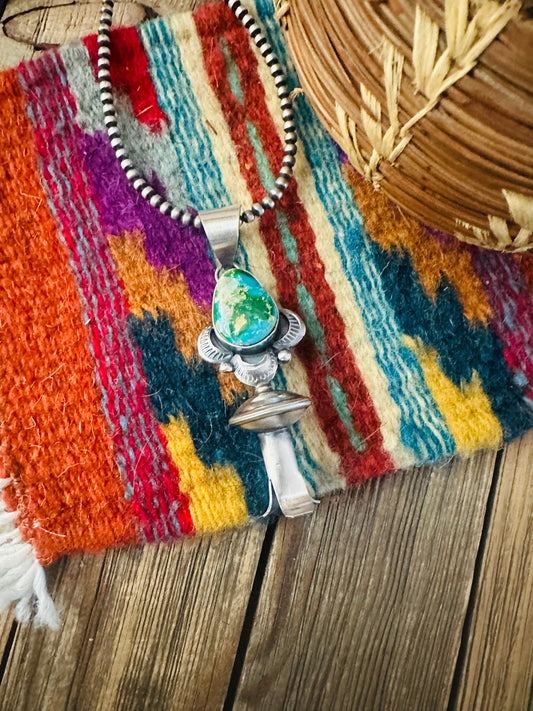 Handcrafted Sterling Silver & Sonoran Mountain Turquoise Blossom Pendant