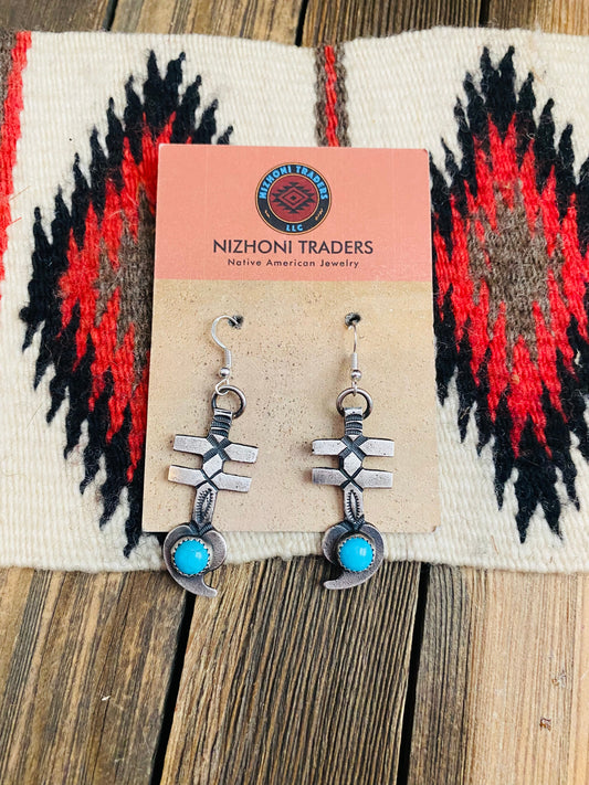 Handcrafted Turquoise & Sterling Silver Dangle Earrings By Kevin Billah