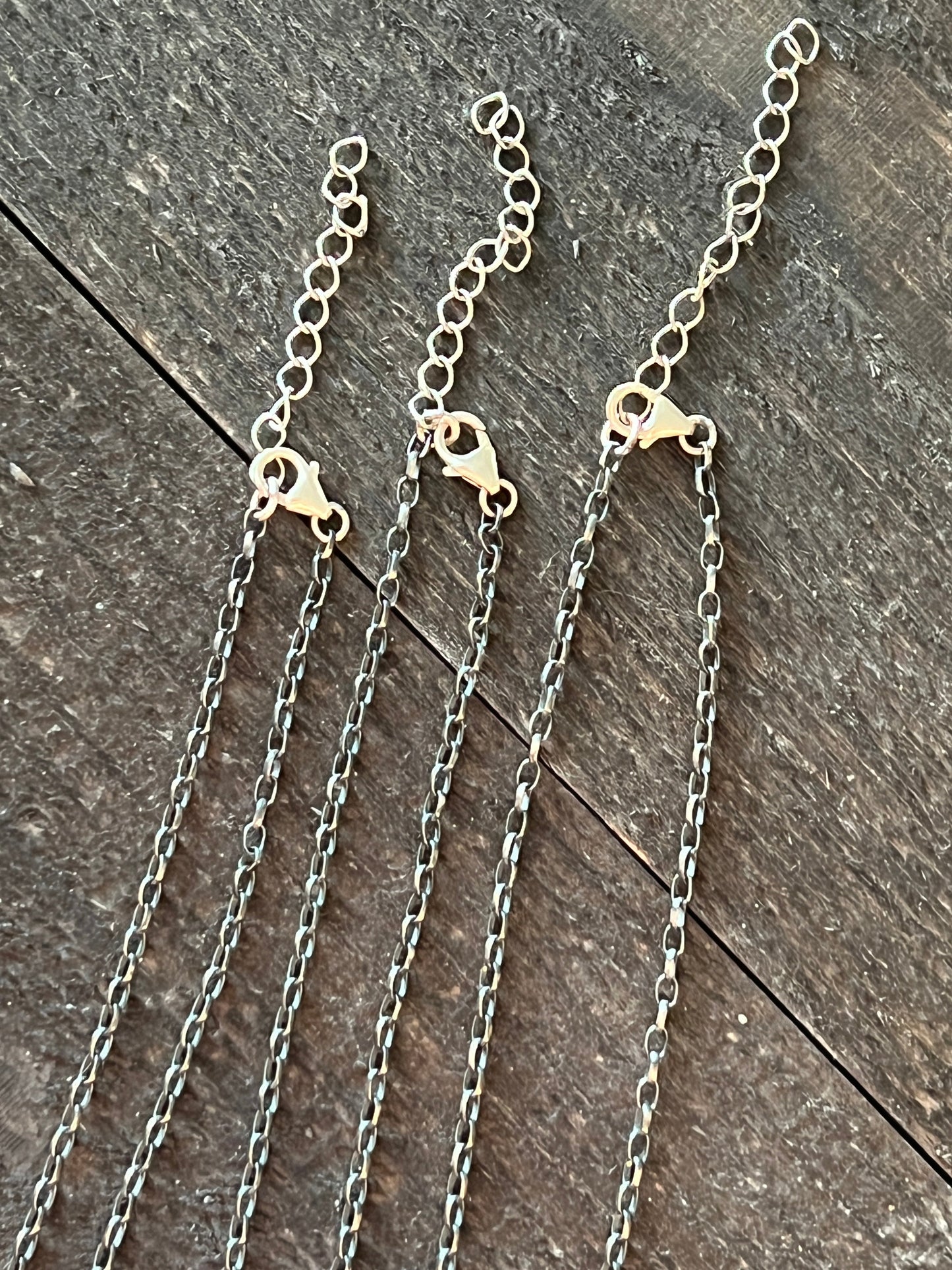 Handcrafted Petite Sterling Silver, Turquoise and Coral Cactus Link Chain Necklace, 16” + 1.5”