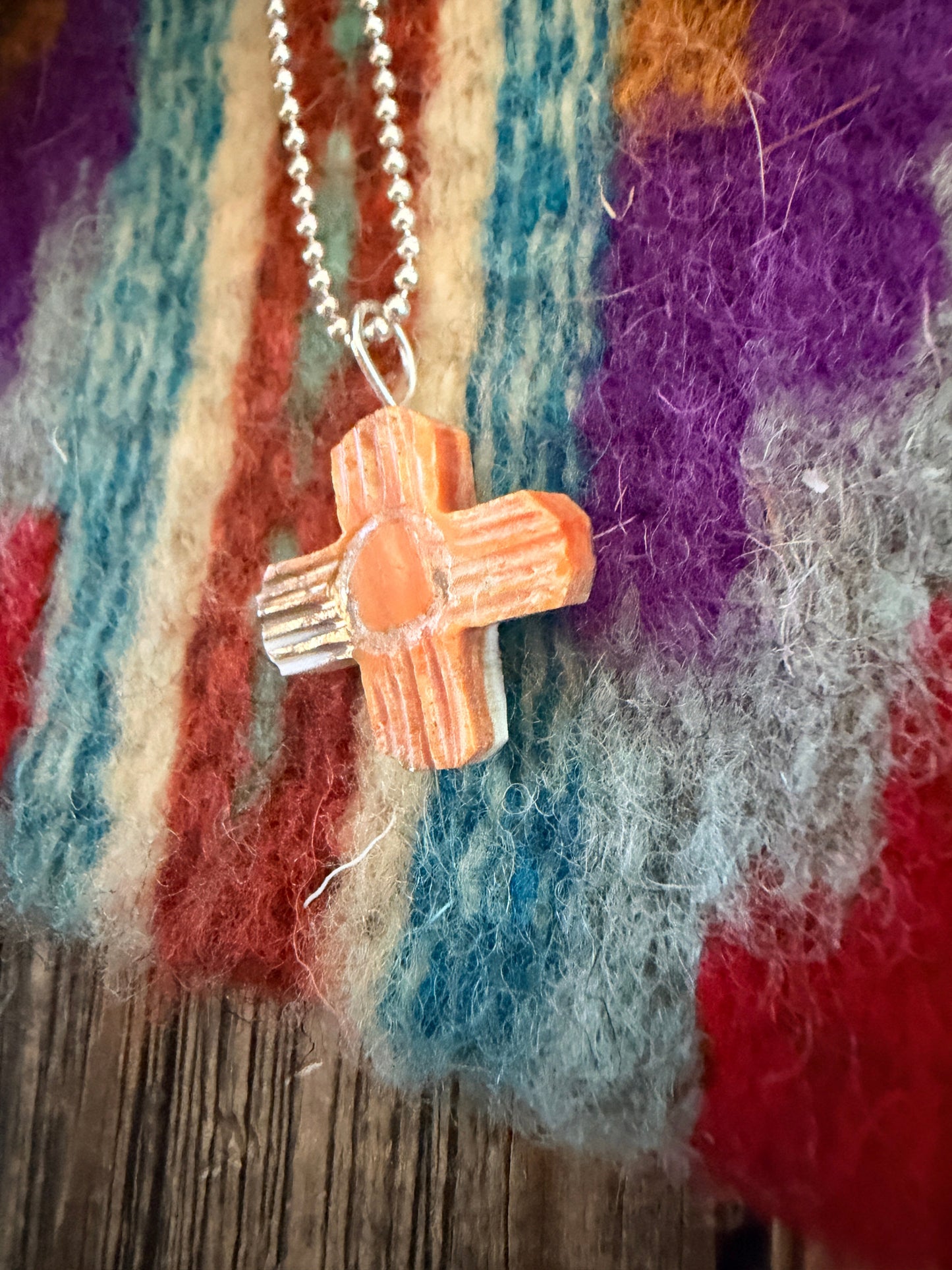Hand Carved Spice Cross Pendant