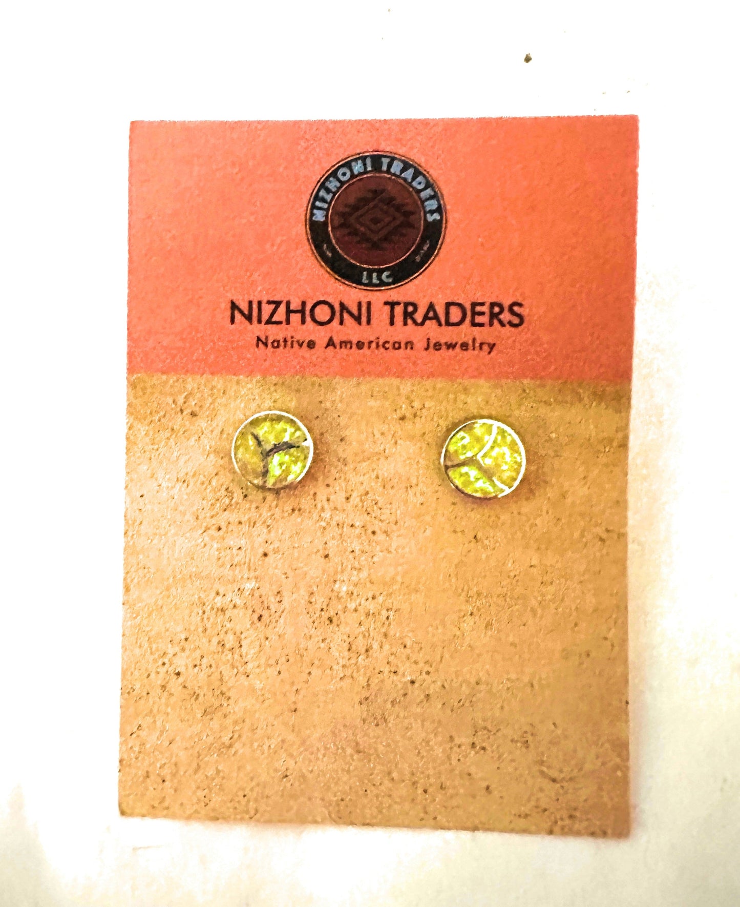 Handcrafted Yellow Opal & Sterling Silver Inlay Stud Earrings