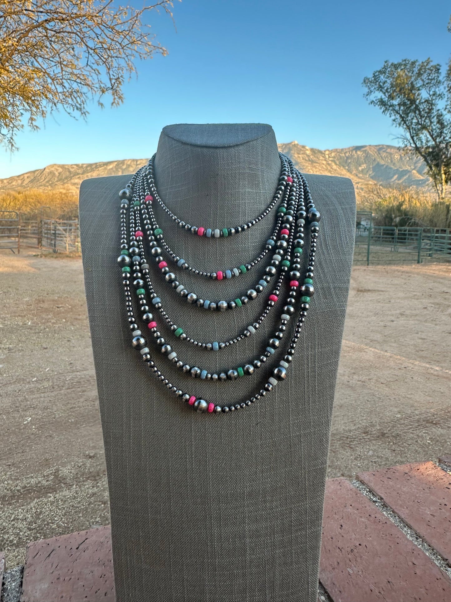 Handcrafted Pearl Sterling Silver Sherbet Opal Necklaces