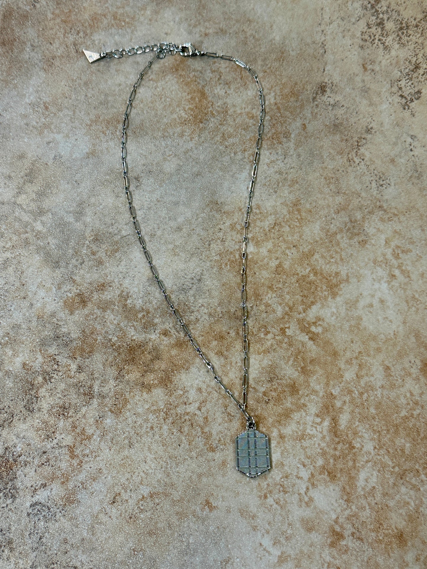 Hexagon Tag Initial “D” Pendant Necklace