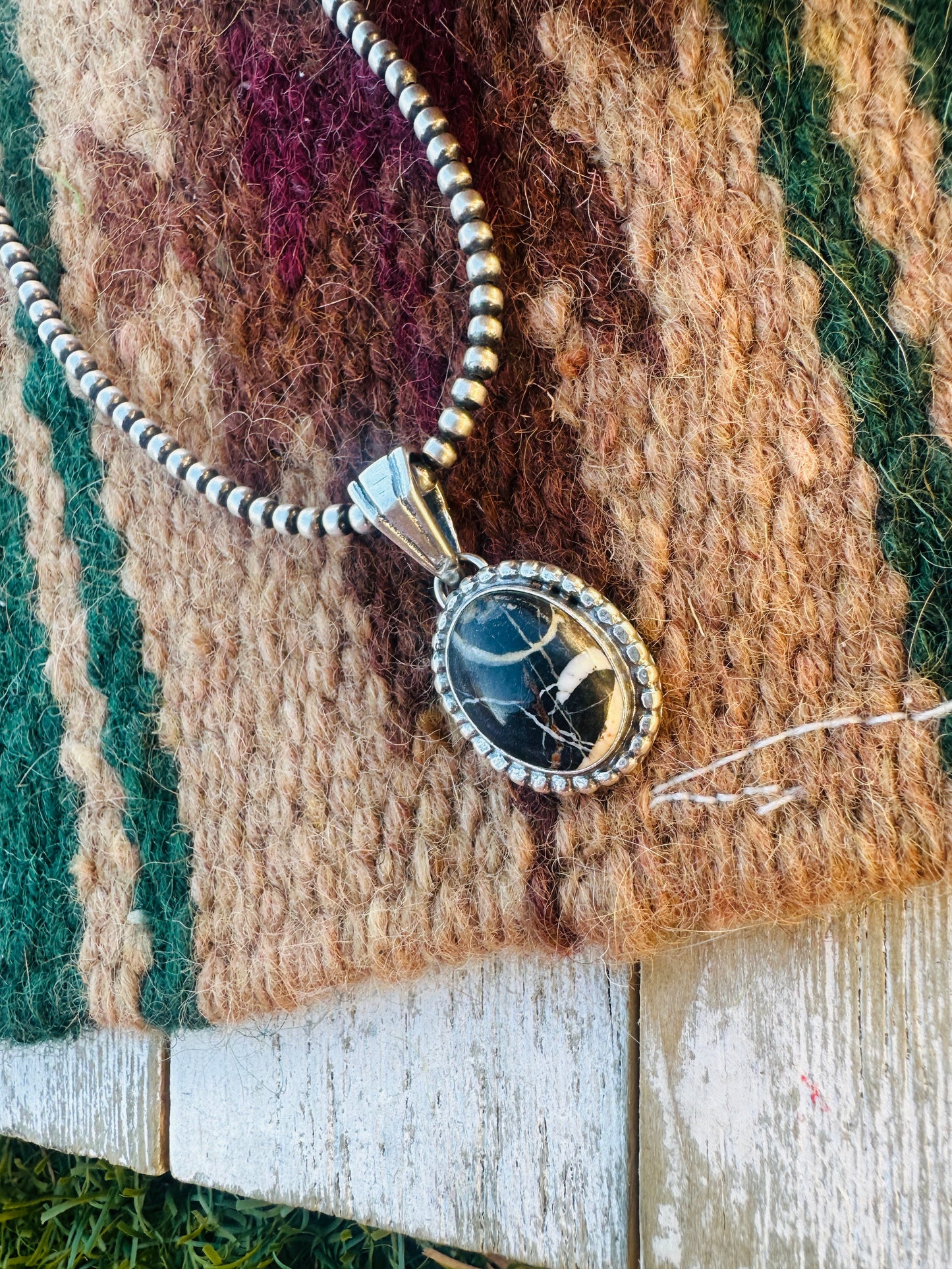Handcrafted Sterling Silver & White Buffalo Pendant